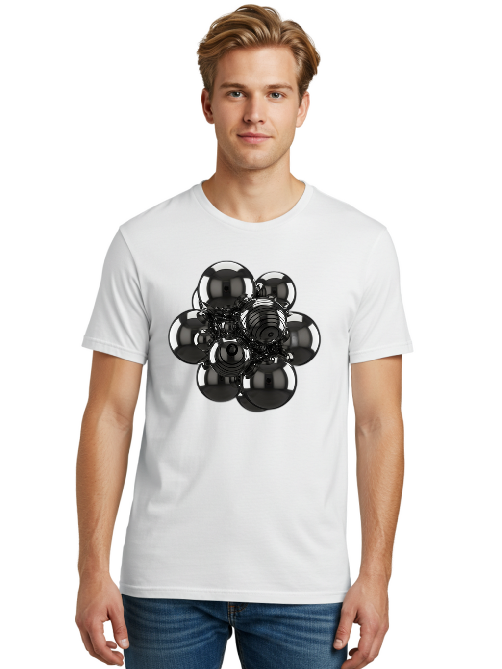 Metallic-Spheres-Cluster Men'S Graphic Tee, 100% Cotton, Comfortable Casual Summer Wear, Machine Washable, Vintage Camera, Old Camera, Antique Camera, Black Camera, Classic Photography, Photography Equipment, Nostalgic Device, Film Camera, Bam881