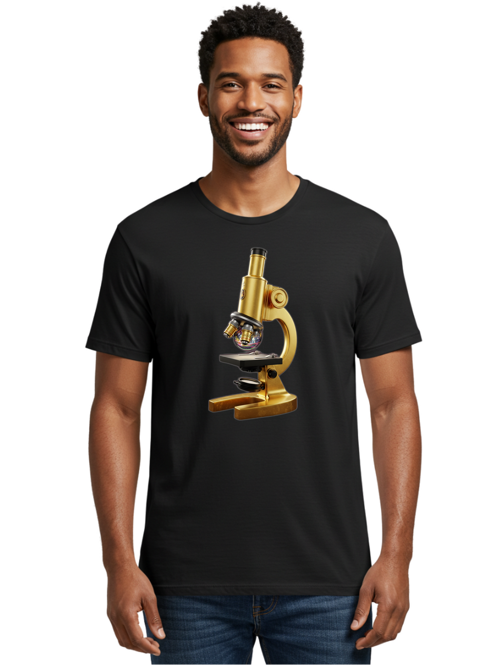 Microscope-1 Men'S Graphic Tee, 100% Cotton, Comfortable Casual Summer Wear, Machine Washable, Vintage Camera, Old Camera, Antique Camera, Black Camera, Classic Photography, Photography Equipment, Nostalgic Device, Film Camera, Camera Art Bam883