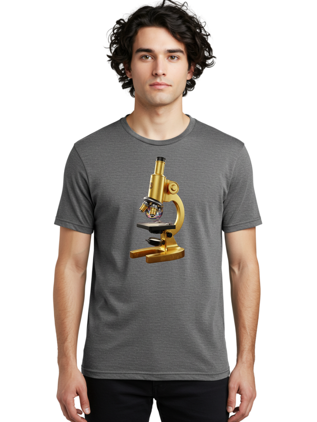 Microscope-1 Men'S Graphic Tee, 100% Cotton, Comfortable Casual Summer Wear, Machine Washable, Vintage Camera, Old Camera, Antique Camera, Black Camera, Classic Photography, Photography Equipment, Nostalgic Device, Film Camera, Camera Art Bam883