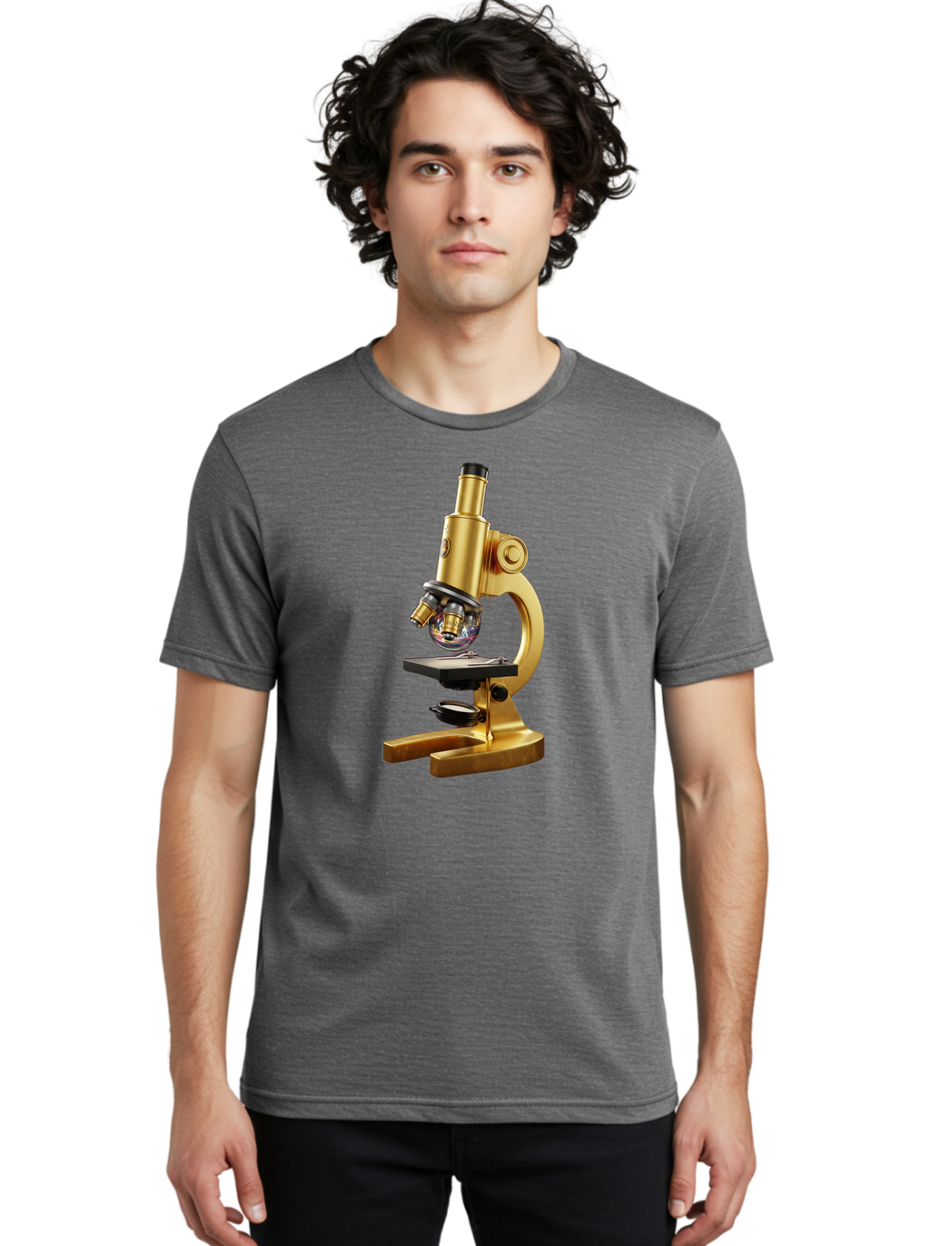 Microscope-1 Men'S Graphic Tee, 100% Cotton, Comfortable Casual Summer Wear, Machine Washable, Vintage Camera, Old Camera, Antique Camera, Black Camera, Classic Photography, Photography Equipment, Nostalgic Device, Film Camera, Camera Art Bam883