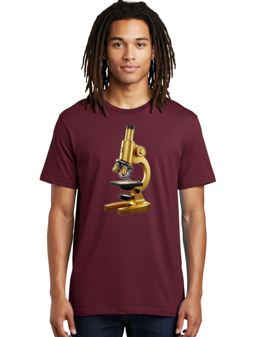 Microscope-1 Men'S Graphic Tee, 100% Cotton, Comfortable Casual Summer Wear, Machine Washable, Vintage Camera, Old Camera, Antique Camera, Black Camera, Classic Photography, Photography Equipment, Nostalgic Device, Film Camera, Camera Art Bam883