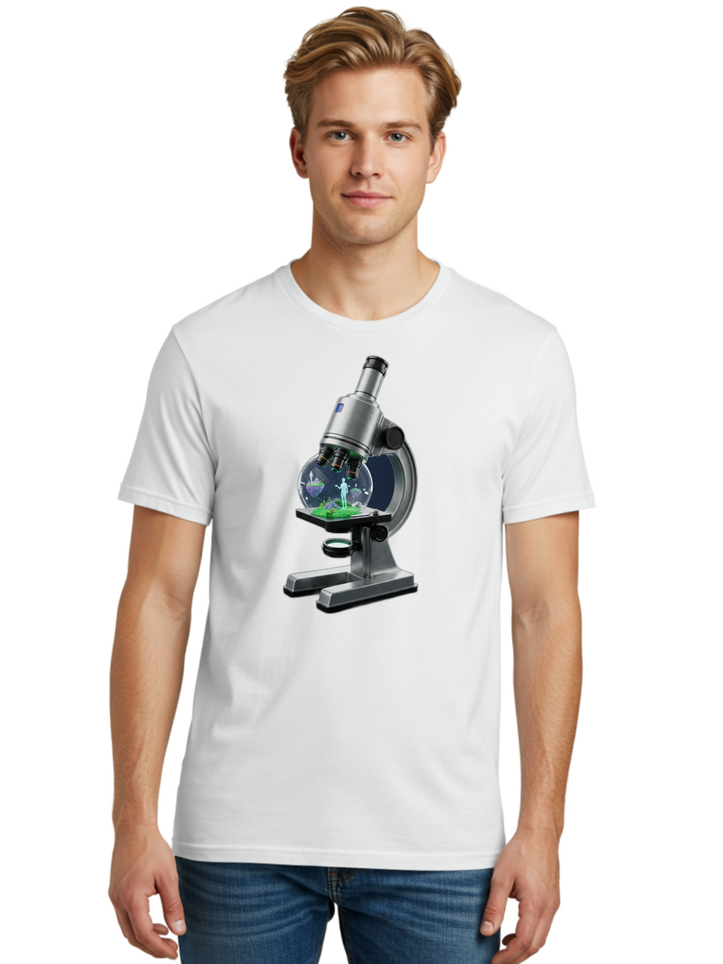 Microscope Men'S Graphic Tee, 100% Cotton, Comfortable Casual Summer Wear, Machine Washable, Vintage Camera, Old Camera, Antique Camera, Black Camera, Classic Photography, Photography Equipment, Nostalgic Device, Film Camera, Camera Art Bam884