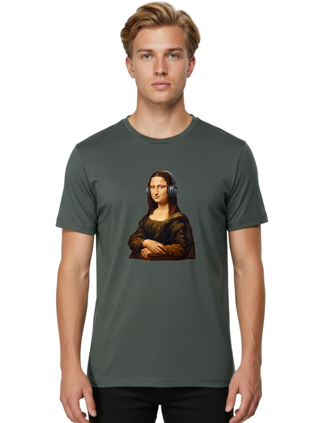 Mona-Lisa-1 Men'S Graphic Tee, 100% Cotton, Comfortable Casual Summer Wear, Machine Washable, Vintage Camera, Old Camera, Antique Camera, Black Camera, Classic Photography, Photography Equipment, Nostalgic Device, Film Camera, Camera Art Bam896