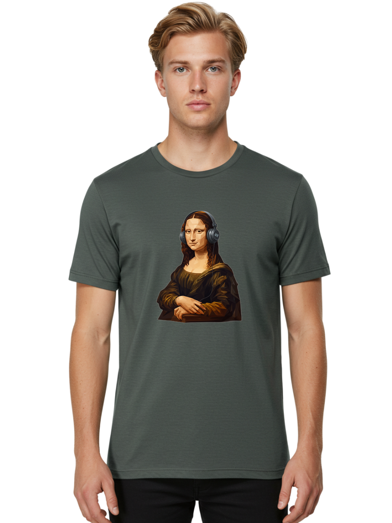 Mona-Lisa-1 Men'S Graphic Tee, 100% Cotton, Comfortable Casual Summer Wear, Machine Washable, Vintage Camera, Old Camera, Antique Camera, Black Camera, Classic Photography, Photography Equipment, Nostalgic Device, Film Camera, Camera Art Bam896