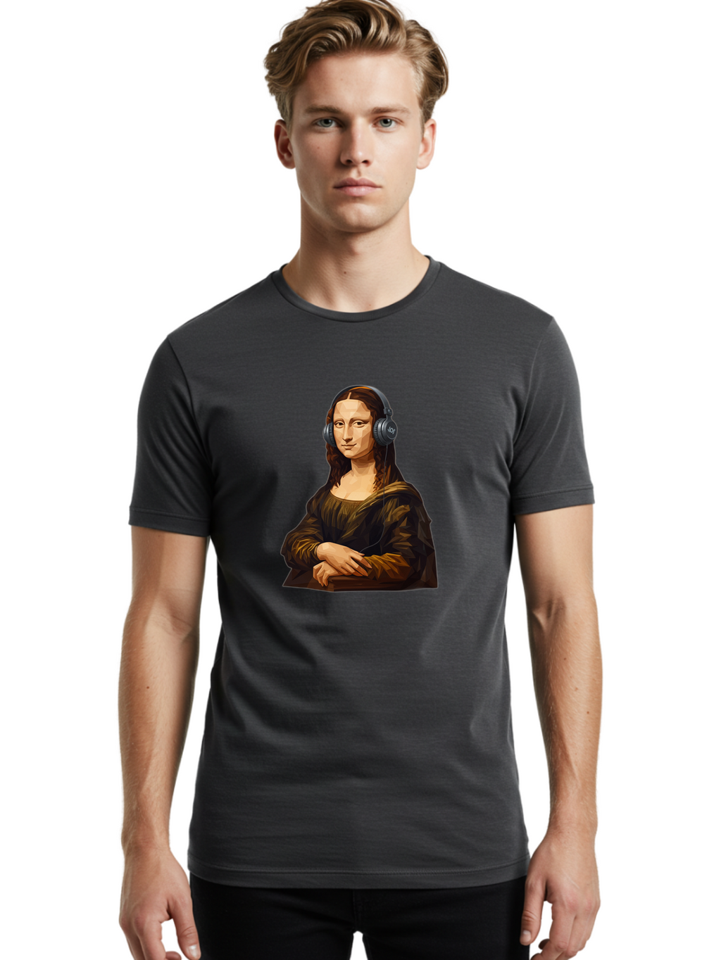 Mona-Lisa-1 Men'S Graphic Tee, 100% Cotton, Comfortable Casual Summer Wear, Machine Washable, Vintage Camera, Old Camera, Antique Camera, Black Camera, Classic Photography, Photography Equipment, Nostalgic Device, Film Camera, Camera Art Bam896