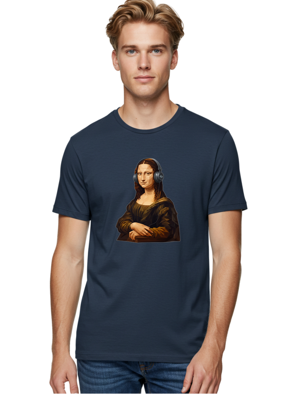 Mona-Lisa-1 Men'S Graphic Tee, 100% Cotton, Comfortable Casual Summer Wear, Machine Washable, Vintage Camera, Old Camera, Antique Camera, Black Camera, Classic Photography, Photography Equipment, Nostalgic Device, Film Camera, Camera Art Bam896
