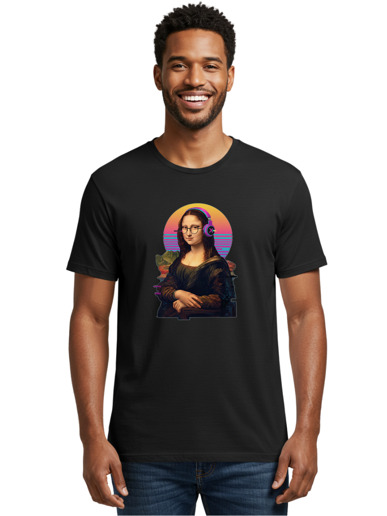Mona-Lisa-3 Men'S Graphic Tee, 100% Cotton, Comfortable Casual Summer Wear, Machine Washable, Vintage Camera, Old Camera, Antique Camera, Black Camera, Classic Photography, Photography Equipment, Nostalgic Device, Film Camera, Camera Art Bam898