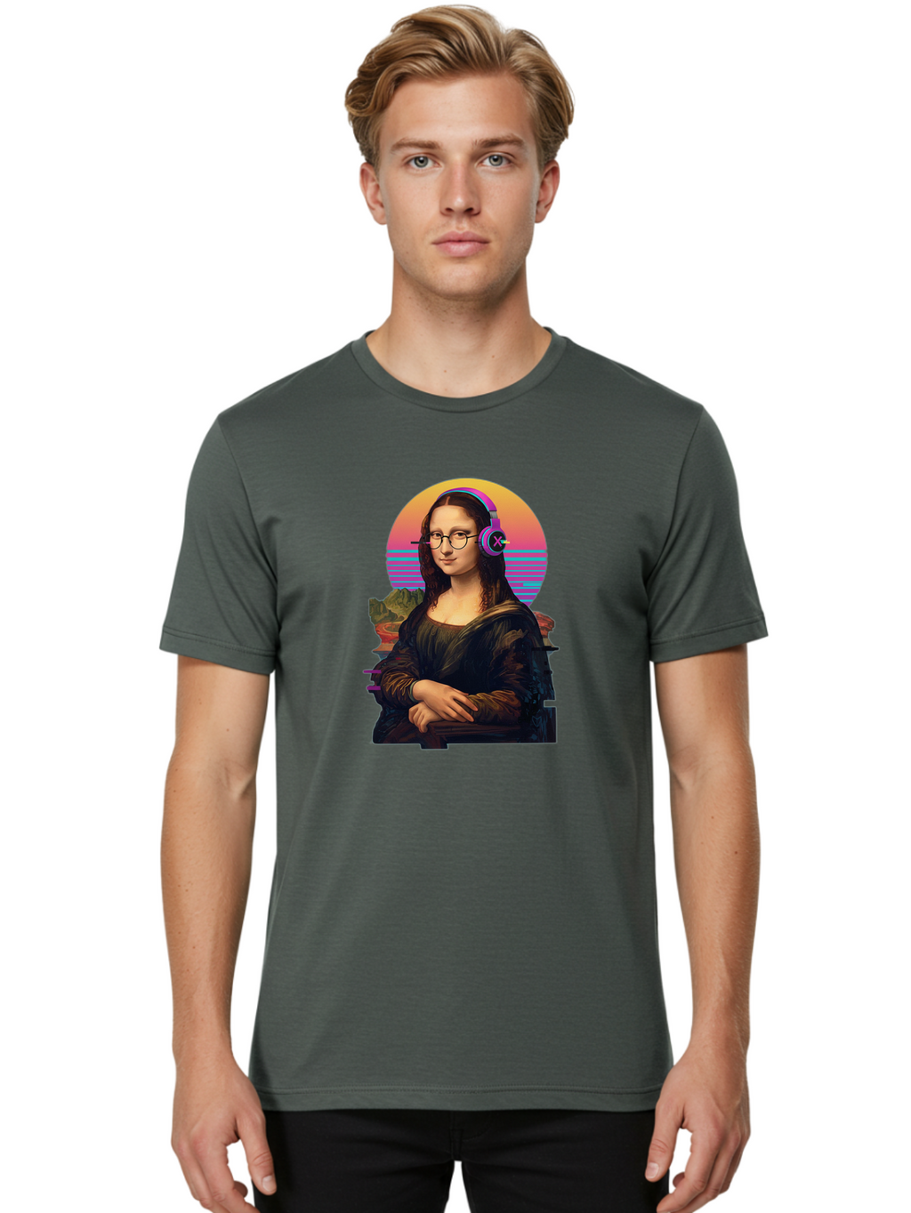 Mona-Lisa-3 Men'S Graphic Tee, 100% Cotton, Comfortable Casual Summer Wear, Machine Washable, Vintage Camera, Old Camera, Antique Camera, Black Camera, Classic Photography, Photography Equipment, Nostalgic Device, Film Camera, Camera Art Bam898