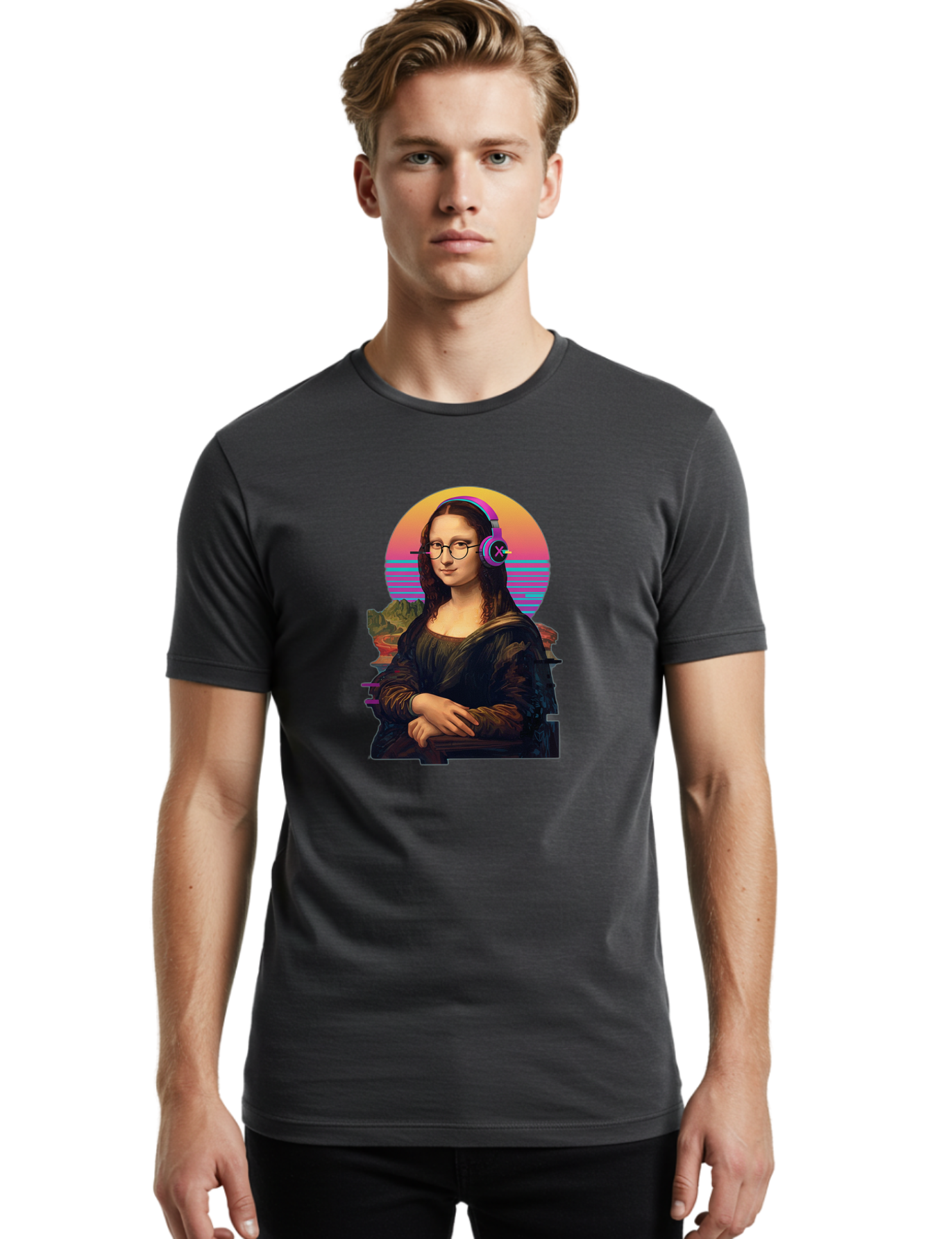 Mona-Lisa-3 Men'S Graphic Tee, 100% Cotton, Comfortable Casual Summer Wear, Machine Washable, Vintage Camera, Old Camera, Antique Camera, Black Camera, Classic Photography, Photography Equipment, Nostalgic Device, Film Camera, Camera Art Bam898