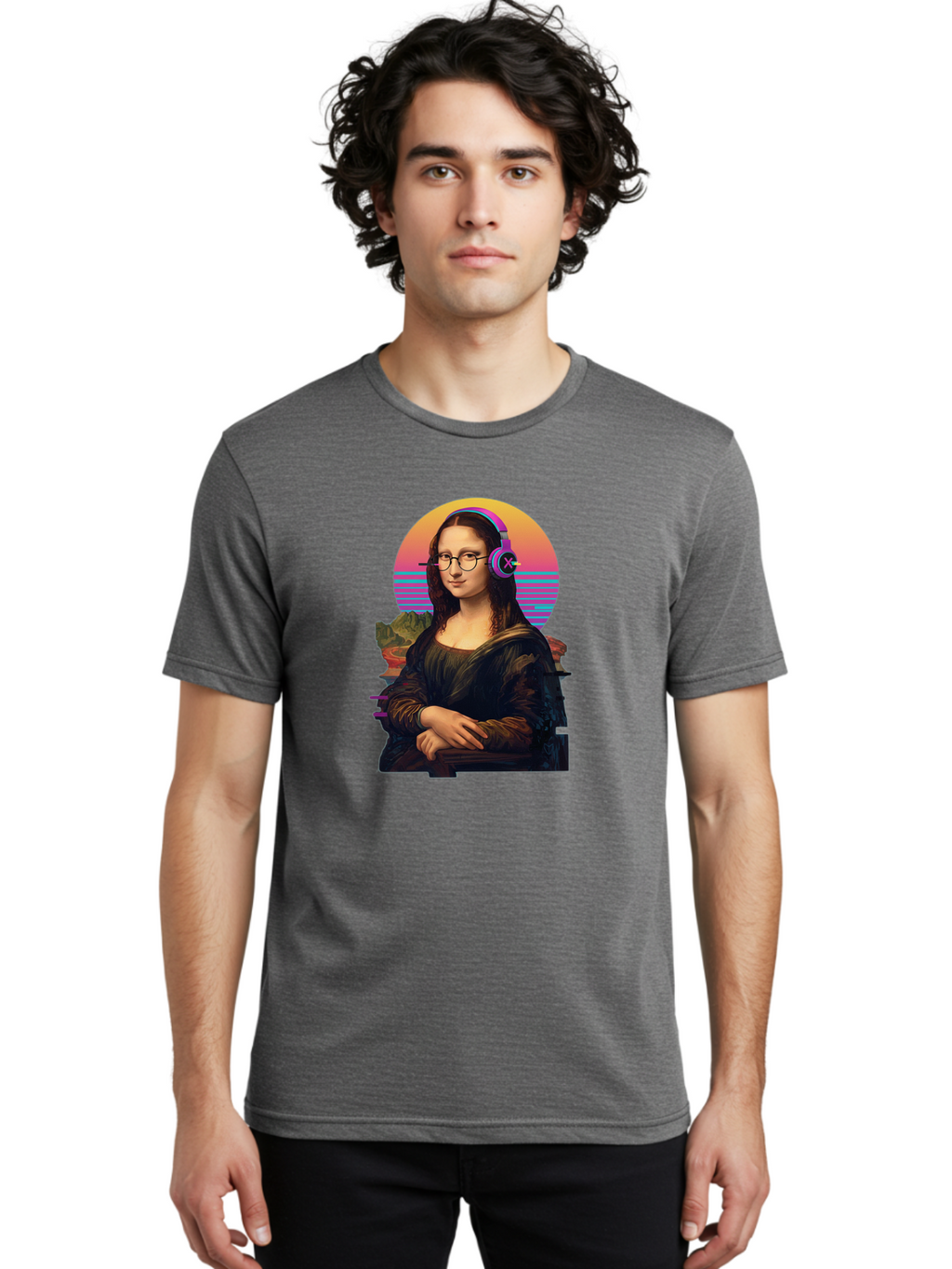 Mona-Lisa-3 Men'S Graphic Tee, 100% Cotton, Comfortable Casual Summer Wear, Machine Washable, Vintage Camera, Old Camera, Antique Camera, Black Camera, Classic Photography, Photography Equipment, Nostalgic Device, Film Camera, Camera Art Bam898