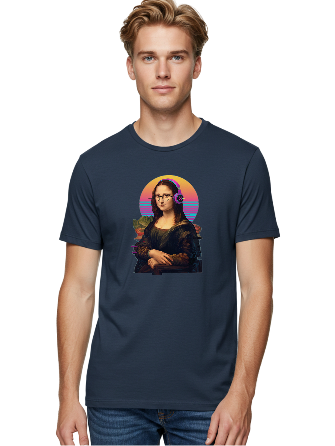 Mona-Lisa-3 Men'S Graphic Tee, 100% Cotton, Comfortable Casual Summer Wear, Machine Washable, Vintage Camera, Old Camera, Antique Camera, Black Camera, Classic Photography, Photography Equipment, Nostalgic Device, Film Camera, Camera Art Bam898