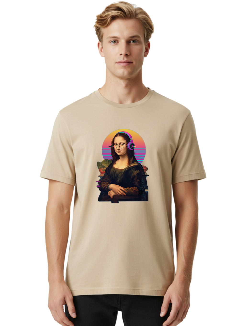 Mona-Lisa-3 Men'S Graphic Tee, 100% Cotton, Comfortable Casual Summer Wear, Machine Washable, Vintage Camera, Old Camera, Antique Camera, Black Camera, Classic Photography, Photography Equipment, Nostalgic Device, Film Camera, Camera Art Bam898