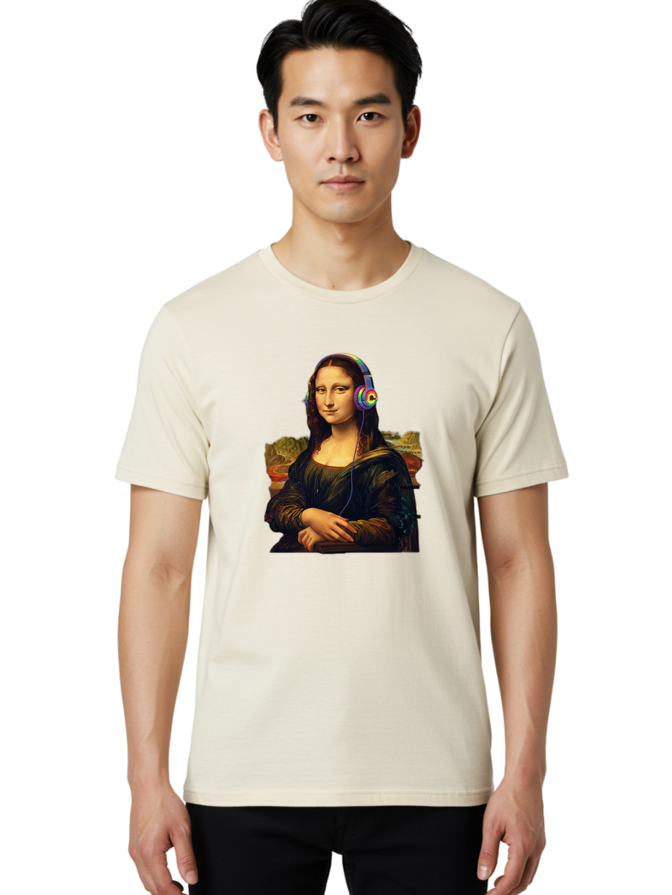 Mona-Lisa-4 Men'S Graphic Tee, 100% Cotton, Comfortable Casual Summer Wear, Machine Washable, Vintage Camera, Old Camera, Antique Camera, Black Camera, Classic Photography, Photography Equipment, Nostalgic Device, Film Camera, Camera Art Bam899
