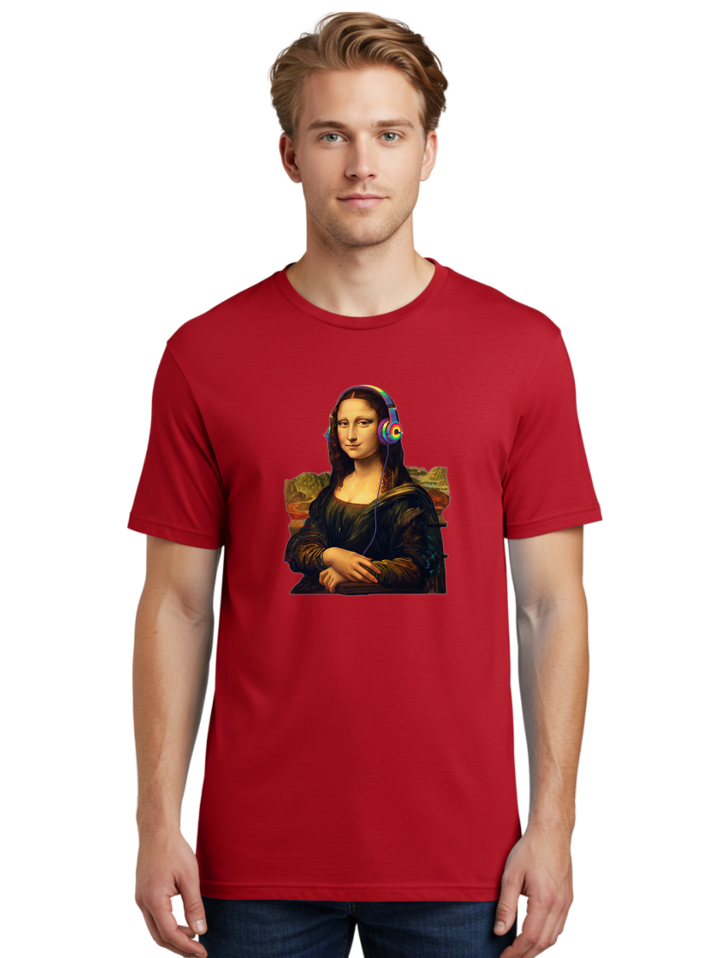 Mona-Lisa-4 Men'S Graphic Tee, 100% Cotton, Comfortable Casual Summer Wear, Machine Washable, Vintage Camera, Old Camera, Antique Camera, Black Camera, Classic Photography, Photography Equipment, Nostalgic Device, Film Camera, Camera Art Bam899