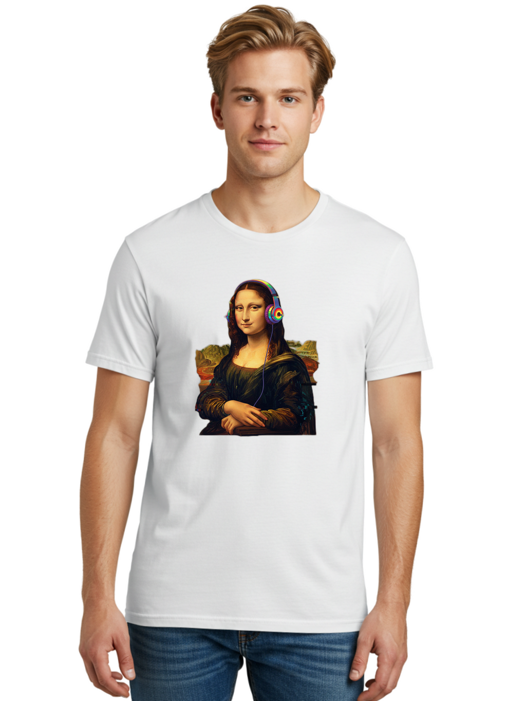 Mona-Lisa-4 Men'S Graphic Tee, 100% Cotton, Comfortable Casual Summer Wear, Machine Washable, Vintage Camera, Old Camera, Antique Camera, Black Camera, Classic Photography, Photography Equipment, Nostalgic Device, Film Camera, Camera Art Bam899