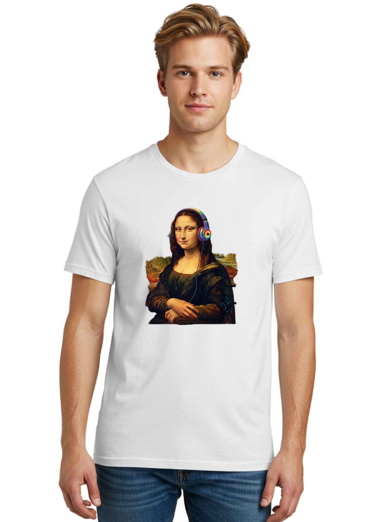 Mona-Lisa-4 Men'S Graphic Tee, 100% Cotton, Comfortable Casual Summer Wear, Machine Washable, Vintage Camera, Old Camera, Antique Camera, Black Camera, Classic Photography, Photography Equipment, Nostalgic Device, Film Camera, Camera Art Bam899