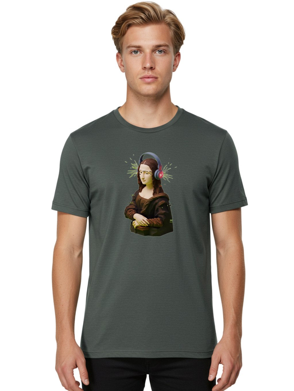 Mona-Lisa-5 Men'S Graphic Tee, 100% Cotton, Comfortable Casual Summer Wear, Machine Washable, Vintage Camera, Old Camera, Antique Camera, Black Camera, Classic Photography, Photography Equipment, Nostalgic Device, Film Camera, Camera Art Bam900