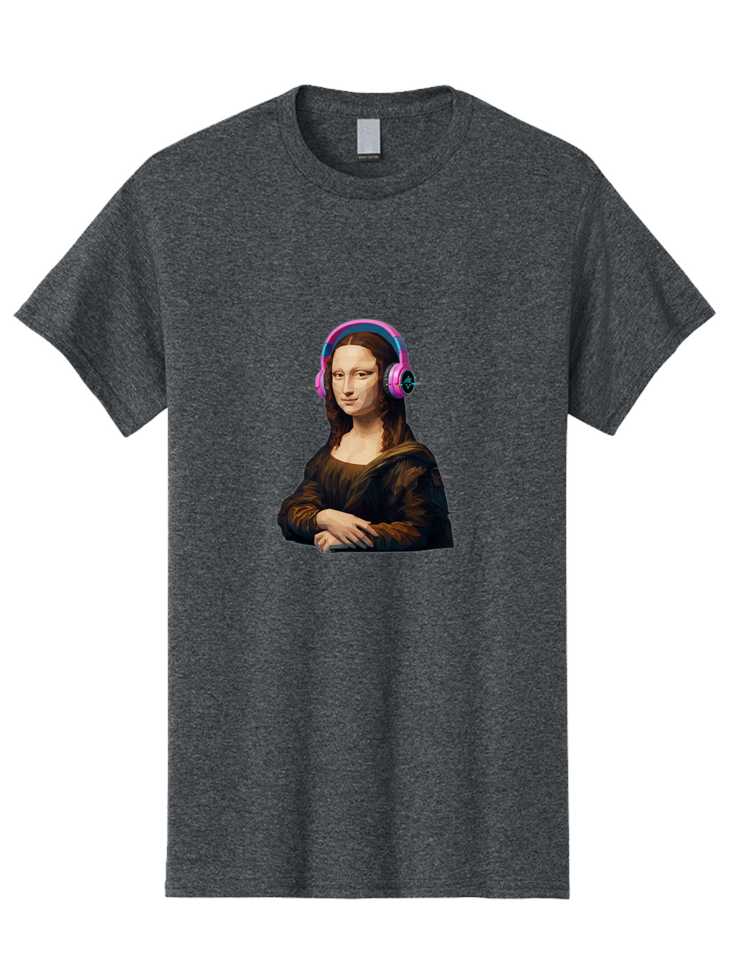 Mona-Lisa-Headphones-1 Men'S Graphic Tee, 100% Cotton, Comfortable Casual Summer Wear, Machine Washable, Vintage Camera, Old Camera, Antique Camera, Black Camera, Classic Photography, Photography Equipment, Nostalgic Device, Film Camera, Bam901