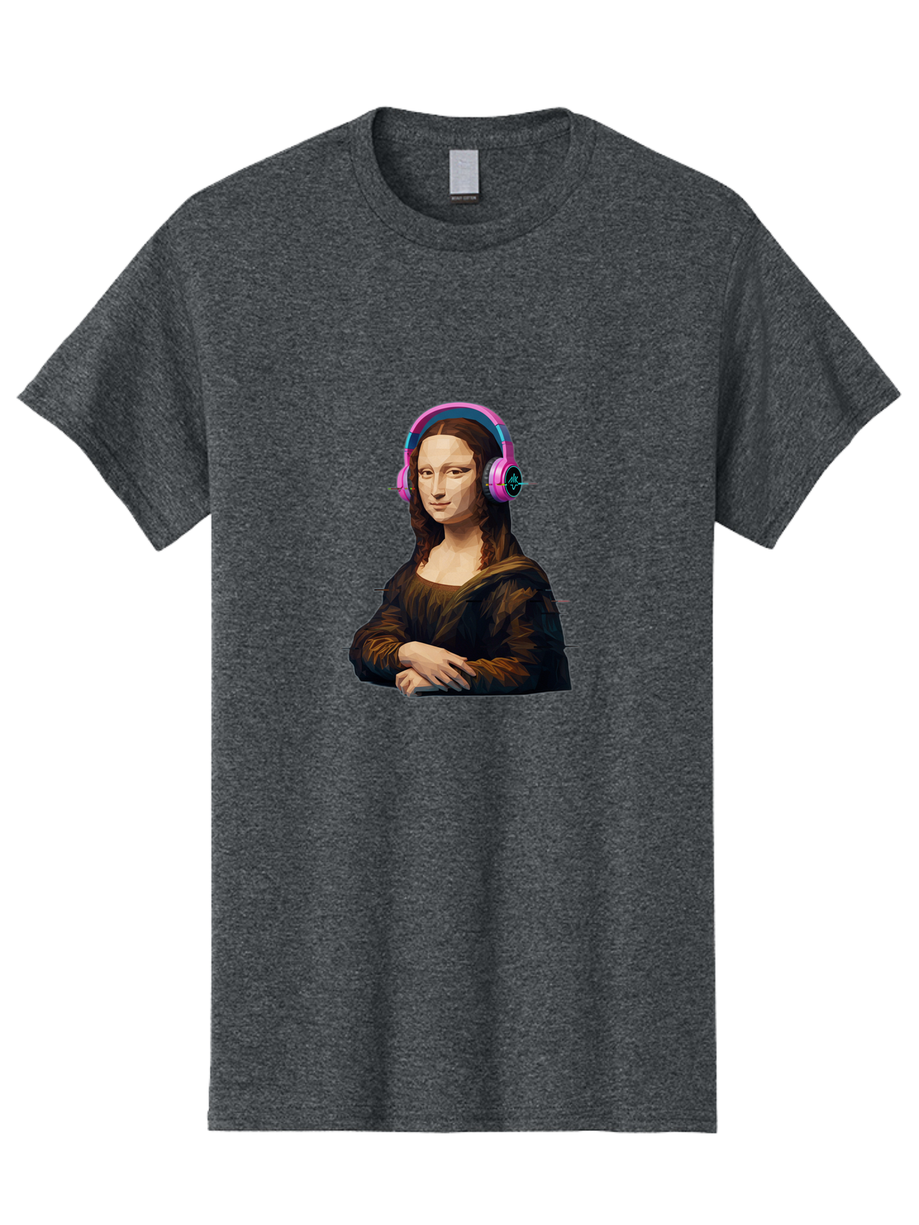 Mona-Lisa-Headphones-1 Men'S Graphic Tee, 100% Cotton, Comfortable Casual Summer Wear, Machine Washable, Vintage Camera, Old Camera, Antique Camera, Black Camera, Classic Photography, Photography Equipment, Nostalgic Device, Film Camera, Bam901