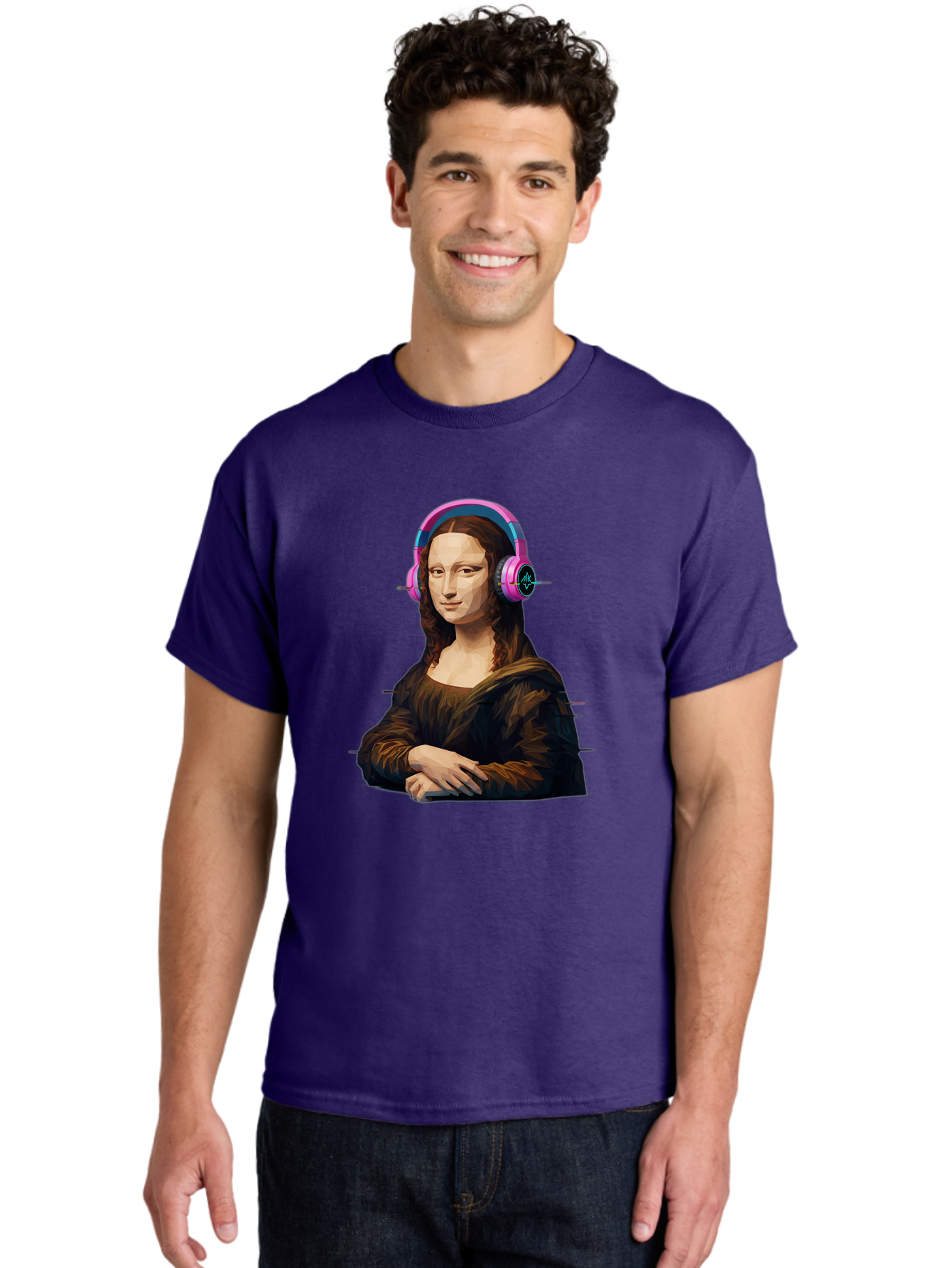 Mona-Lisa-Headphones-1 Men'S Graphic Tee, 100% Cotton, Comfortable Casual Summer Wear, Machine Washable, Vintage Camera, Old Camera, Antique Camera, Black Camera, Classic Photography, Photography Equipment, Nostalgic Device, Film Camera, Bam901