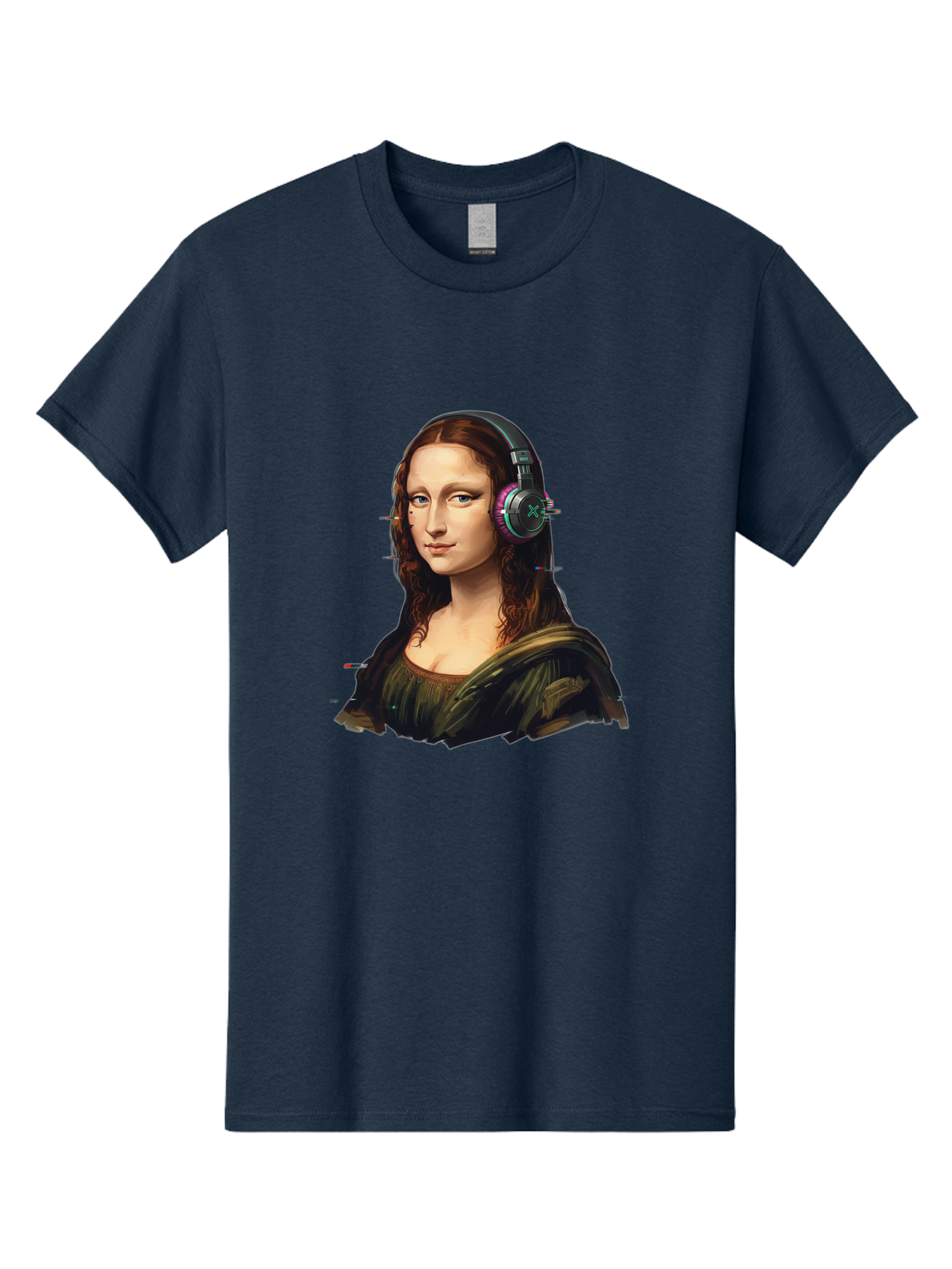 Mona-Lisa-Headphones Men'S Graphic Tee, 100% Cotton, Comfortable Casual Summer Wear, Machine Washable, Vintage Camera, Old Camera, Antique Camera, Black Camera, Classic Photography, Photography Equipment, Nostalgic Device, Film Camera, Bam904