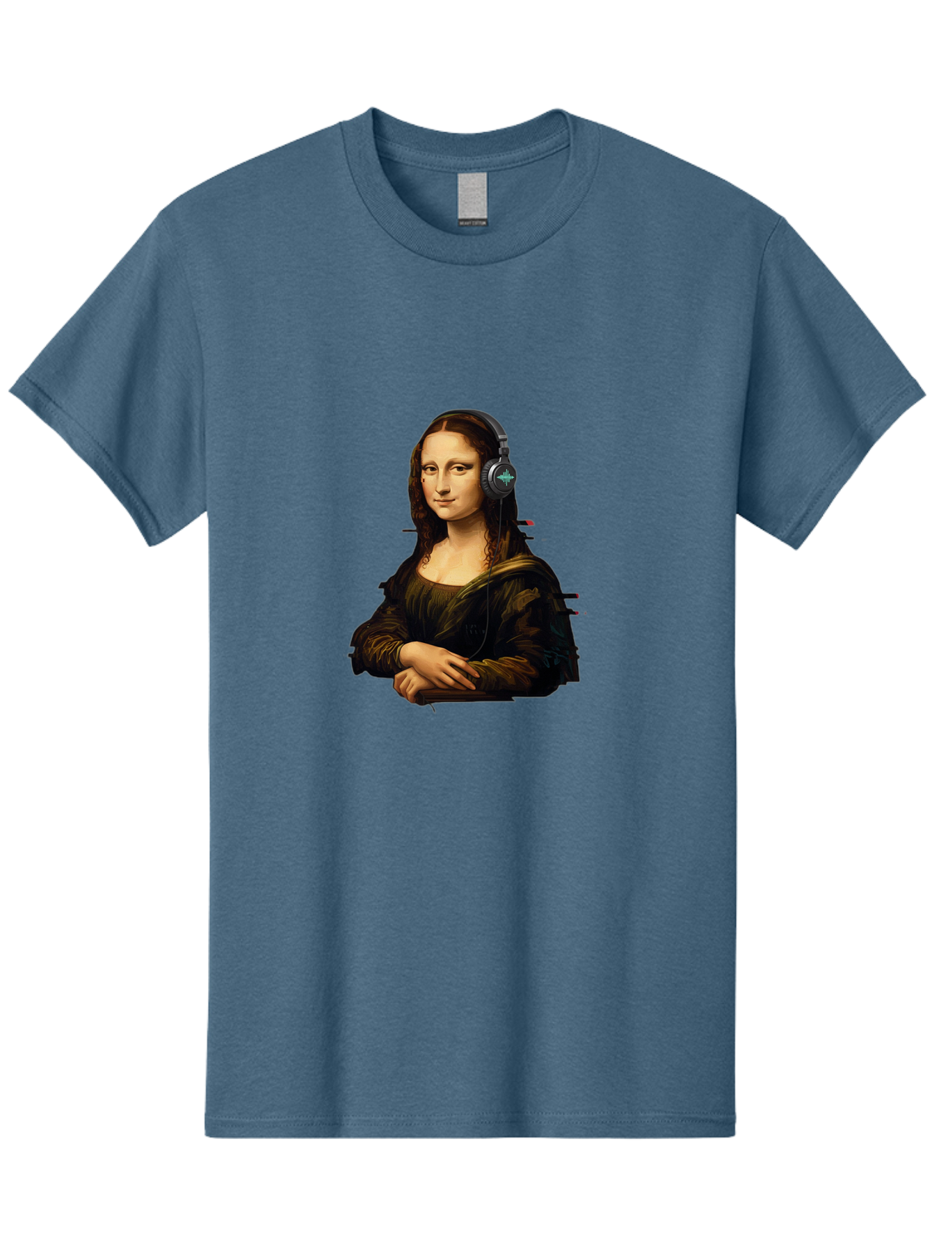 Mona-Lisa-Wearing-Headphones-1 Men'S Graphic Tee, 100% Cotton, Comfortable Casual Summer Wear, Machine Washable, Vintage Camera, Old Camera, Antique Camera, Black Camera, Classic Photography, Photography Equipment, Nostalgic Device, Bam905