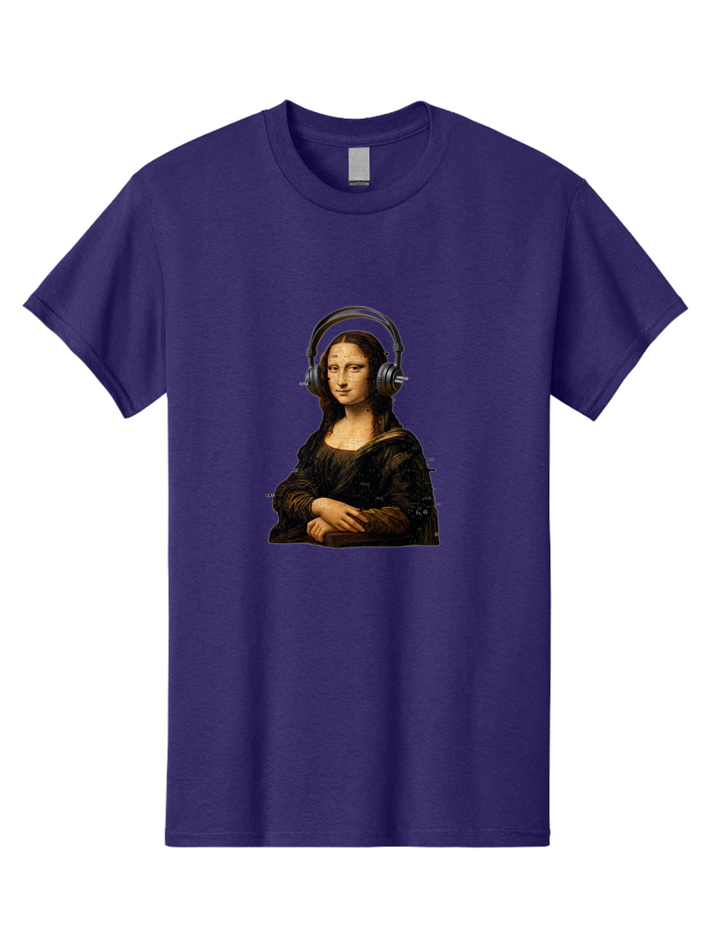 Mona-Lisa-With-Headphones-1 Men'S Graphic Tee, 100% Cotton, Comfortable Casual Summer Wear, Machine Washable, Vintage Camera, Old Camera, Antique Camera, Black Camera, Classic Photography, Photography Equipment, Nostalgic Device, Film Camera, Bam907