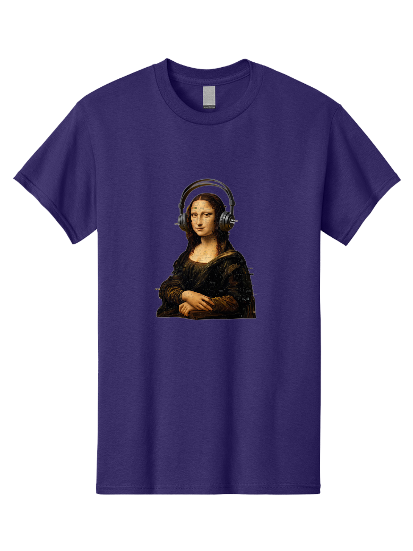Mona-Lisa-With-Headphones-1 Men'S Graphic Tee, 100% Cotton, Comfortable Casual Summer Wear, Machine Washable, Vintage Camera, Old Camera, Antique Camera, Black Camera, Classic Photography, Photography Equipment, Nostalgic Device, Film Camera, Bam907