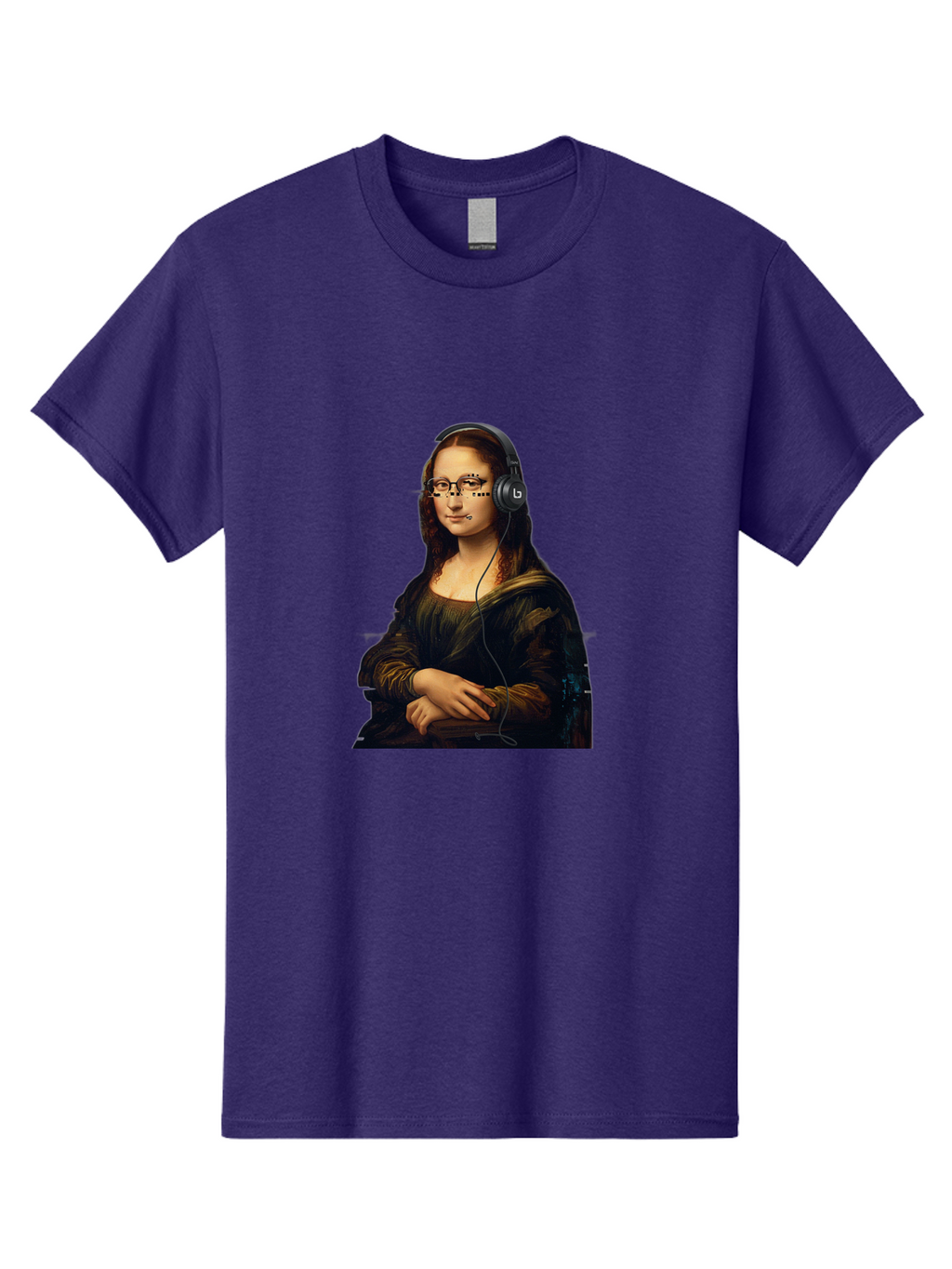 Mona-Lisa-With-Headphones-4 Men'S Graphic Tee, 100% Cotton, Comfortable Casual Summer Wear, Machine Washable, Vintage Camera, Old Camera, Antique Camera, Black Camera, Classic Photography, Photography Equipment, Nostalgic Device, Film Camera, Bam910