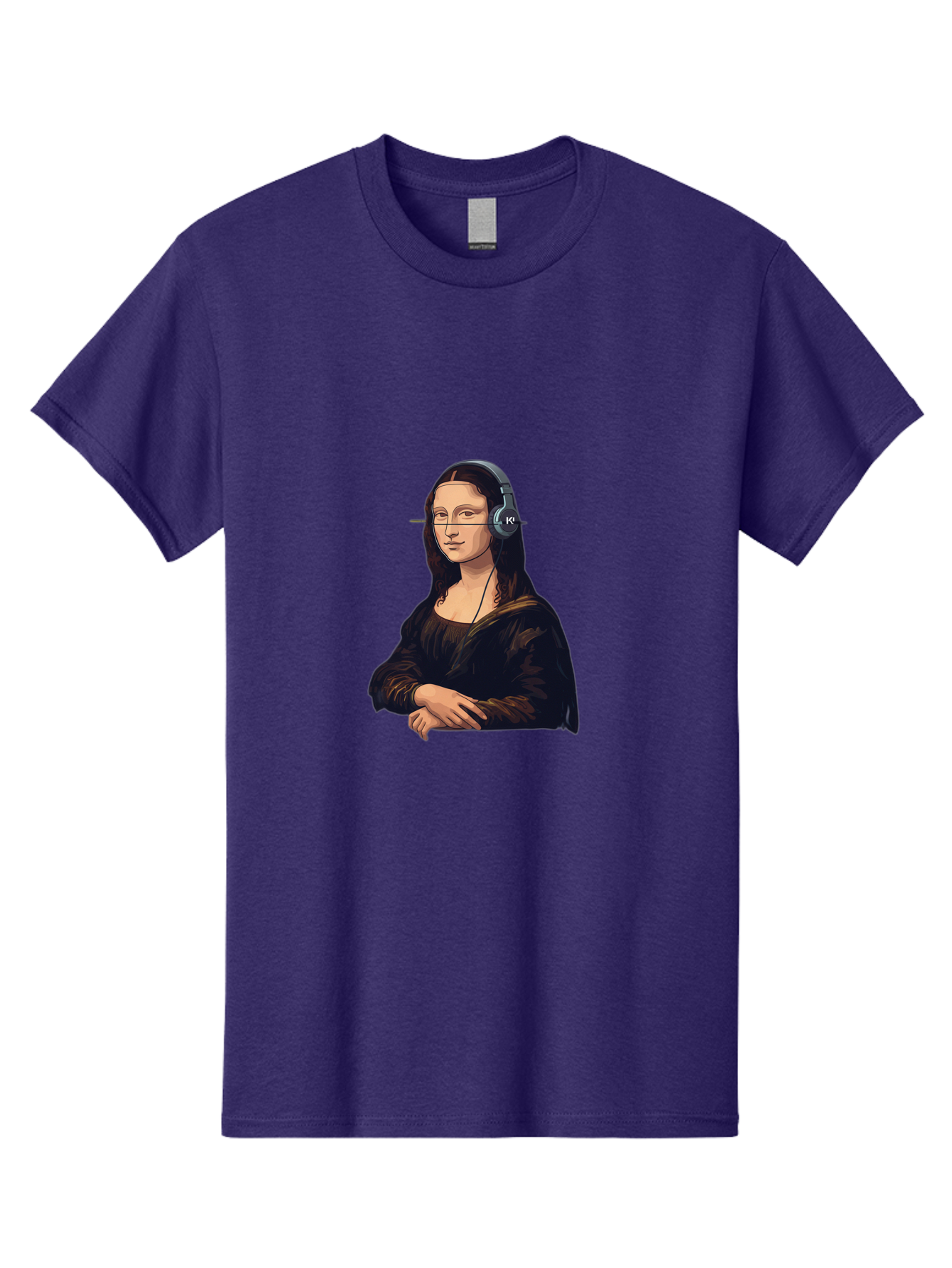 Mona-Lisa-With-Headphones-5 Men'S Graphic Tee, 100% Cotton, Comfortable Casual Summer Wear, Machine Washable, Vintage Camera, Old Camera, Antique Camera, Black Camera, Classic Photography, Photography Equipment, Nostalgic Device, Film Camera, Bam911