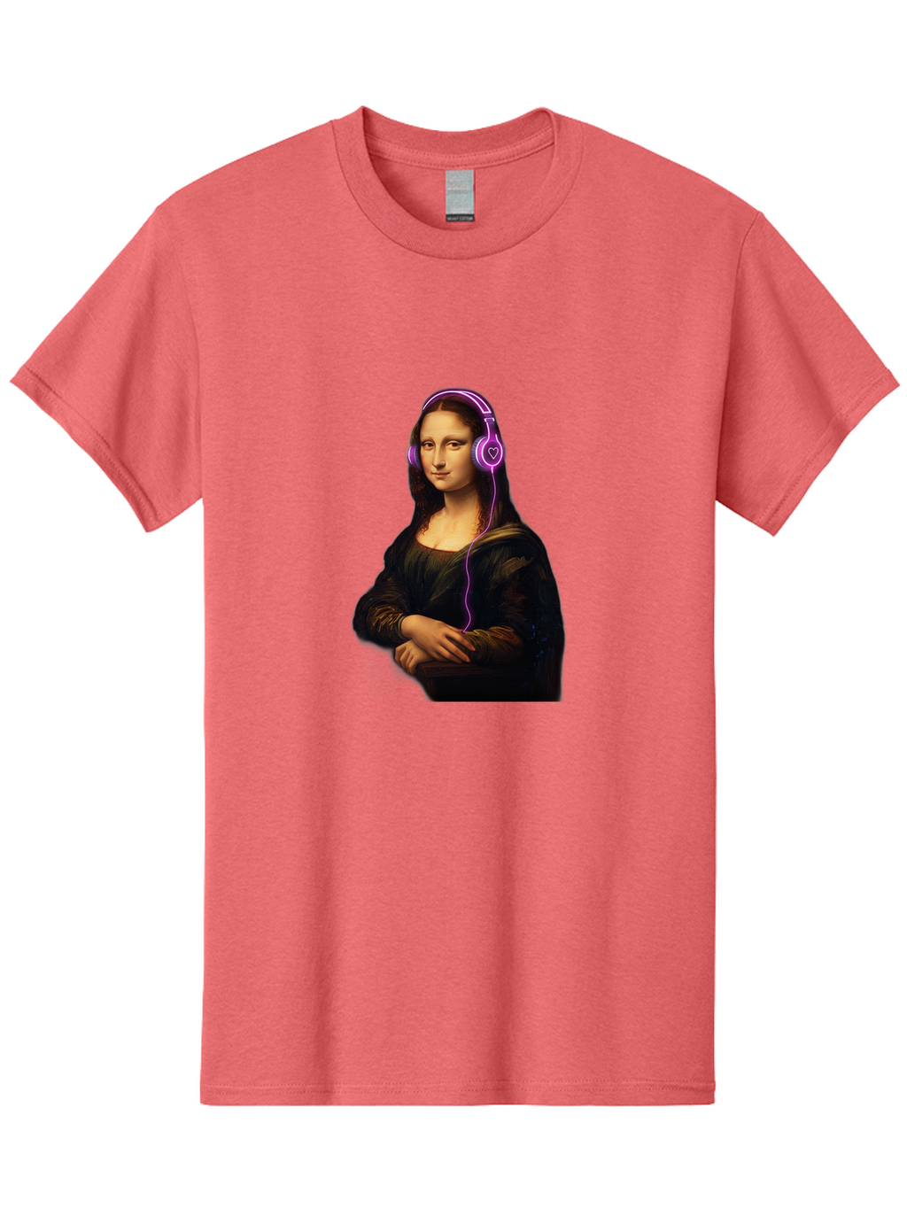 Mona-Lisa-With-Headphones Men'S Graphic Tee, 100% Cotton, Comfortable Casual Summer Wear, Machine Washable, Vintage Camera, Old Camera, Antique Camera, Black Camera, Classic Photography, Photography Equipment, Nostalgic Device, Film Camera, Bam912