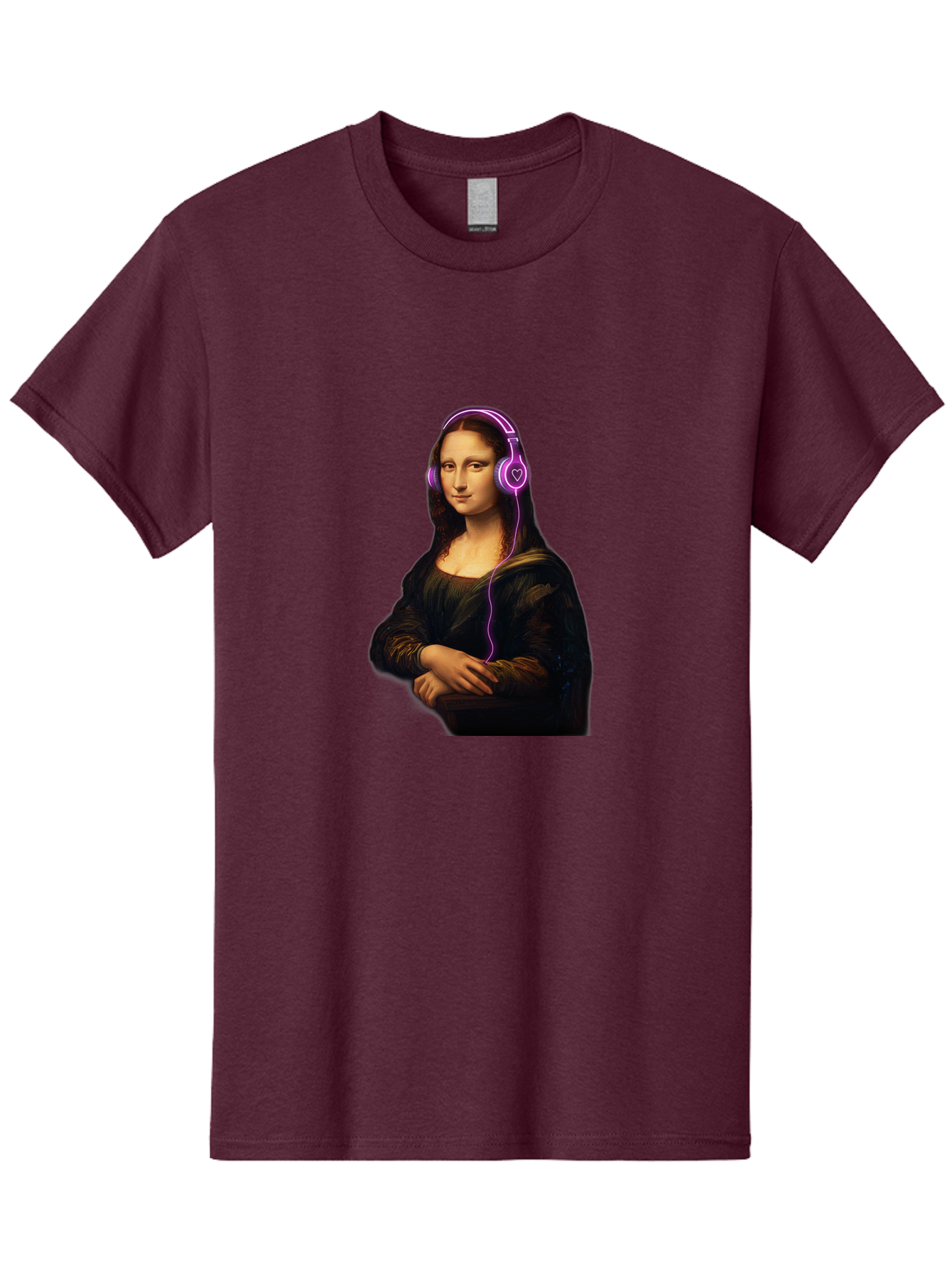 Mona-Lisa-With-Headphones Men'S Graphic Tee, 100% Cotton, Comfortable Casual Summer Wear, Machine Washable, Vintage Camera, Old Camera, Antique Camera, Black Camera, Classic Photography, Photography Equipment, Nostalgic Device, Film Camera, Bam912