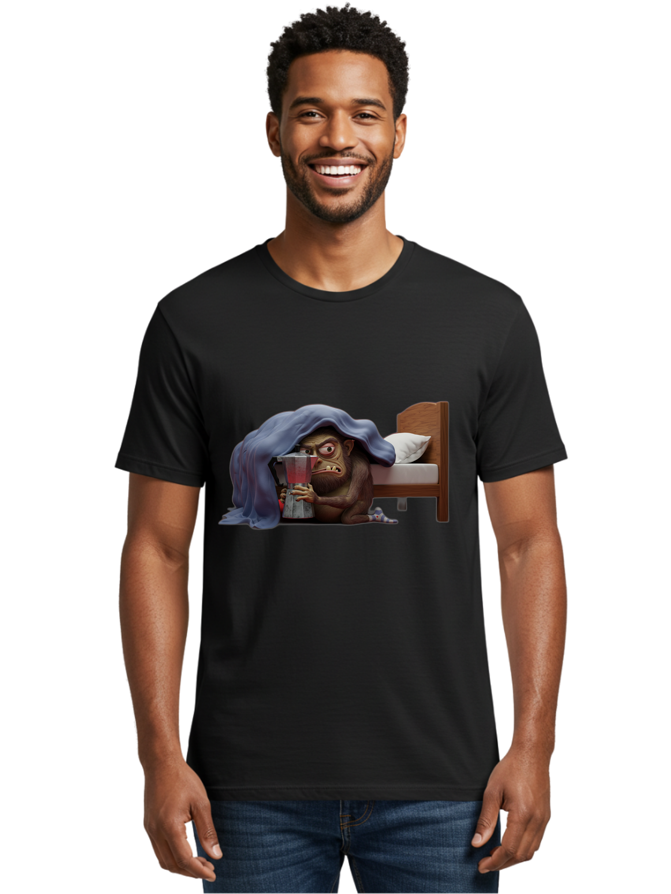 Monkey-Drinking-Coffee Men'S Graphic Tee, 100% Cotton, Comfortable Casual Summer Wear, Machine Washable, Vintage Camera, Old Camera, Antique Camera, Black Camera, Classic Photography, Photography Equipment, Nostalgic Device, Film Camera, Bam914