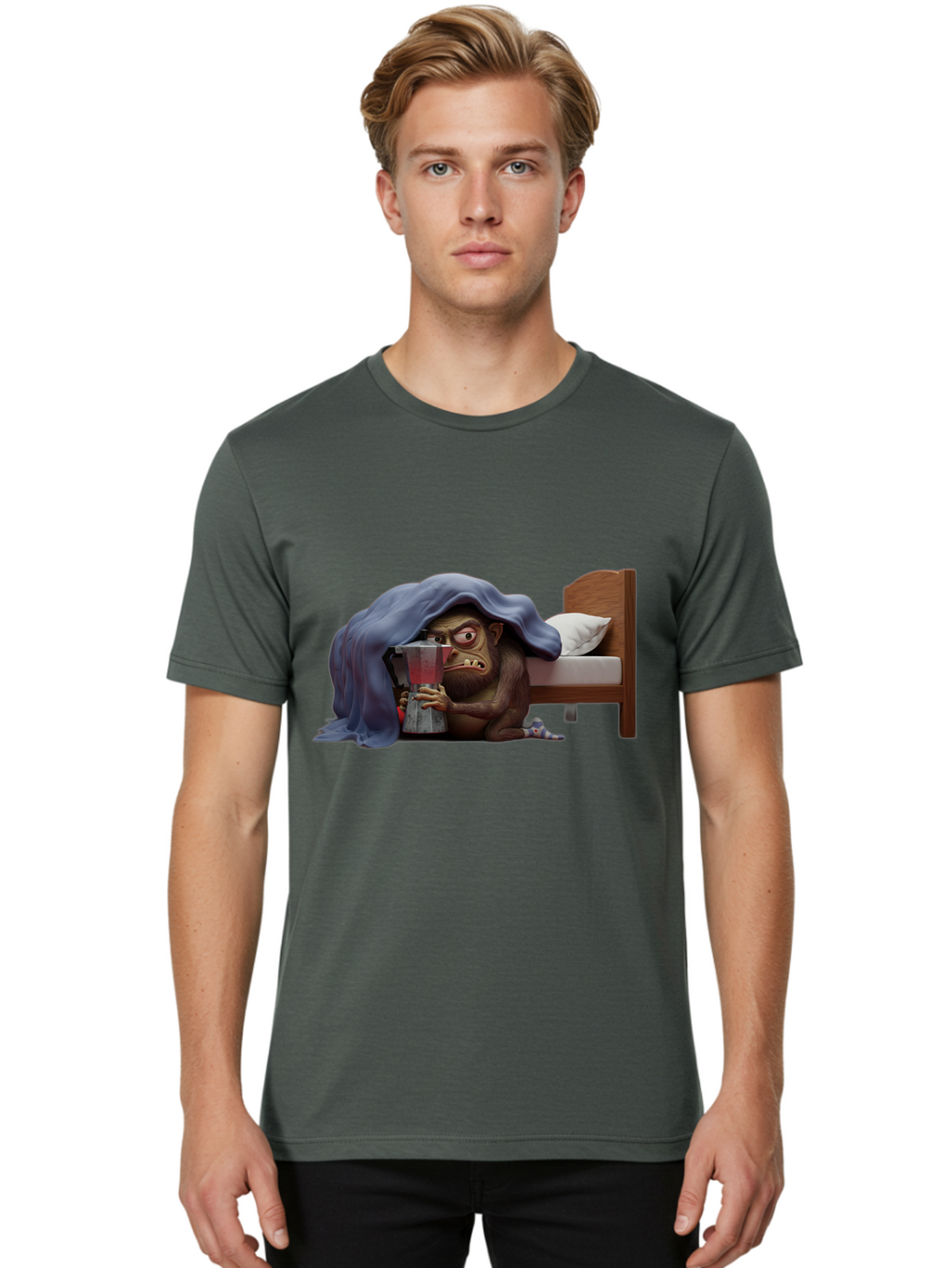 Monkey-Drinking-Coffee Men'S Graphic Tee, 100% Cotton, Comfortable Casual Summer Wear, Machine Washable, Vintage Camera, Old Camera, Antique Camera, Black Camera, Classic Photography, Photography Equipment, Nostalgic Device, Film Camera, Bam914