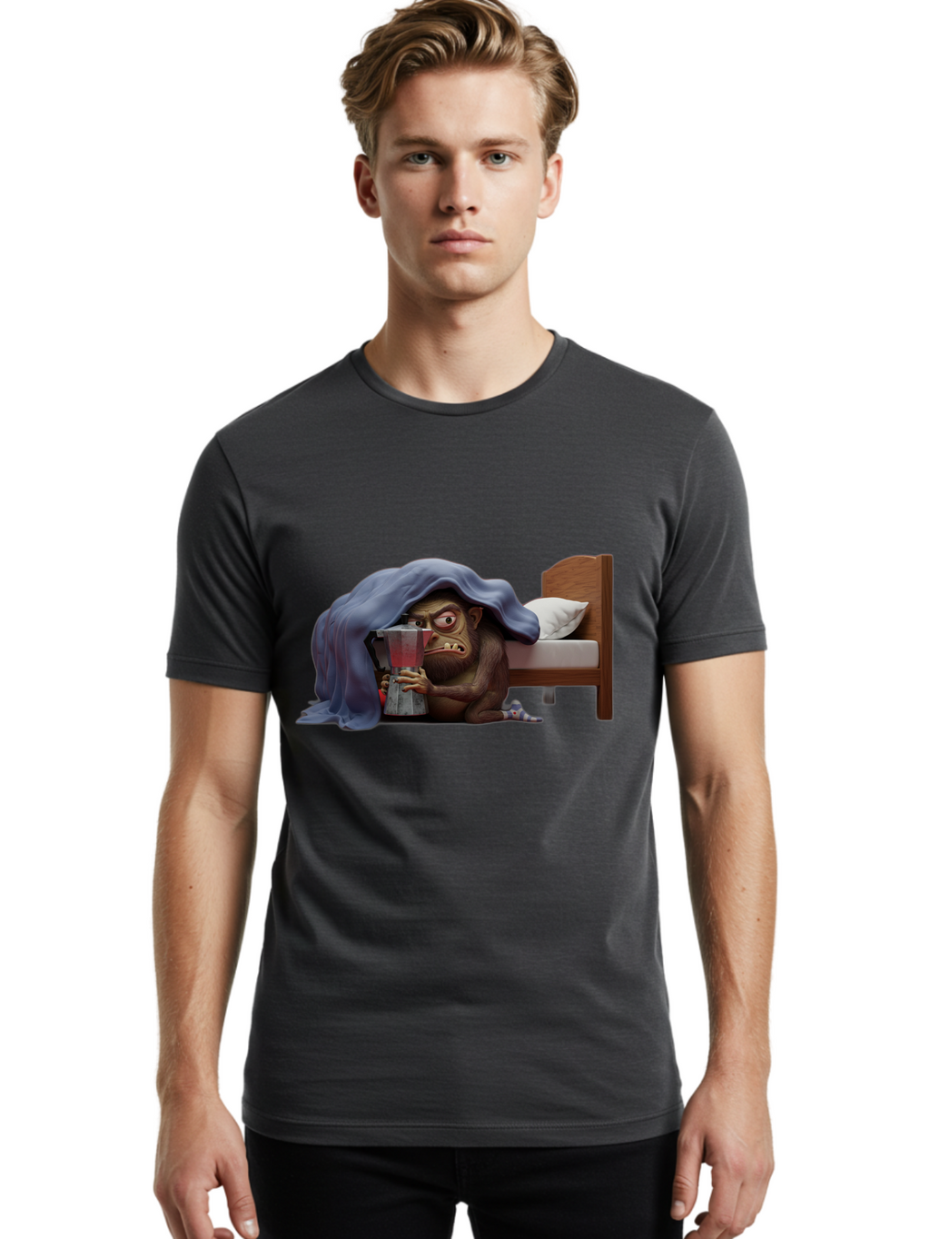 Monkey-Drinking-Coffee Men'S Graphic Tee, 100% Cotton, Comfortable Casual Summer Wear, Machine Washable, Vintage Camera, Old Camera, Antique Camera, Black Camera, Classic Photography, Photography Equipment, Nostalgic Device, Film Camera, Bam914