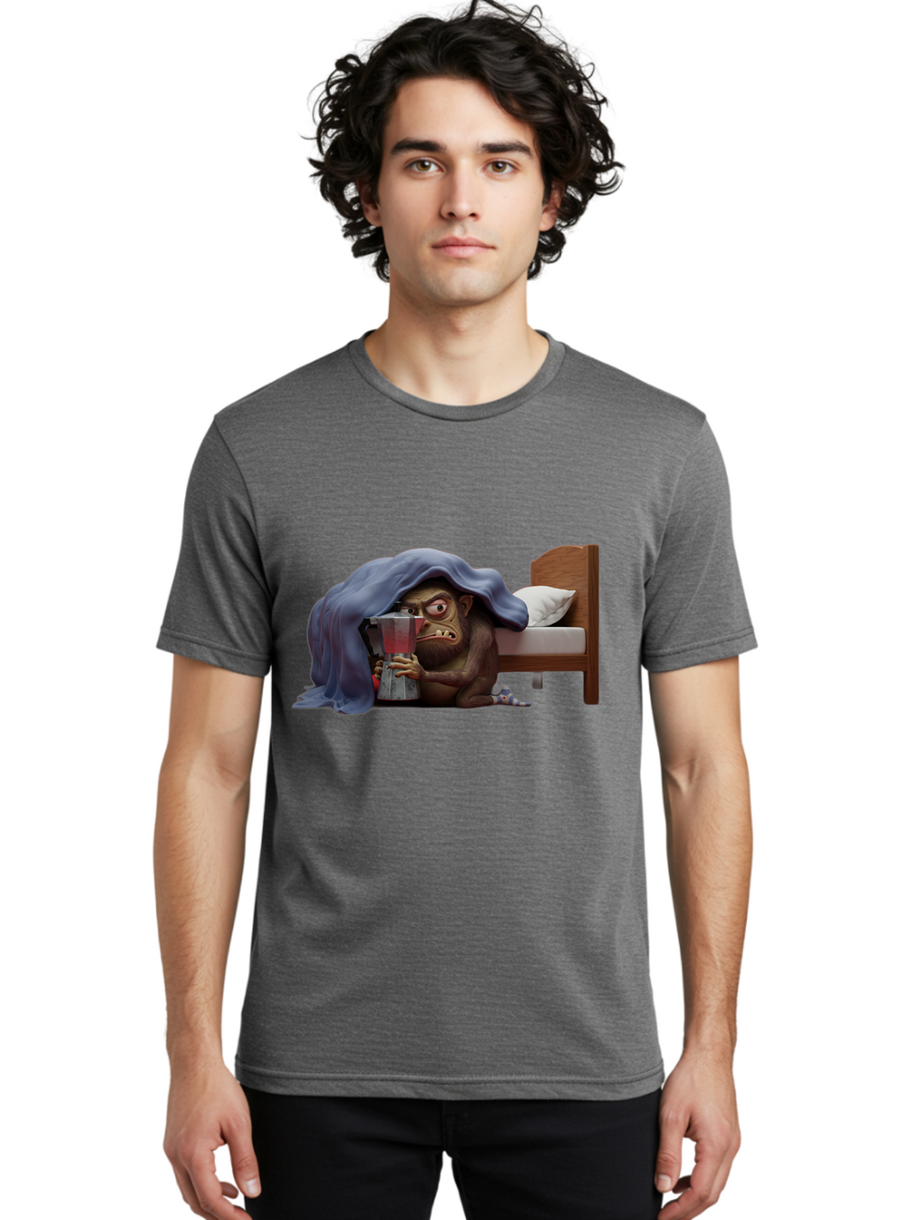 Monkey-Drinking-Coffee Men'S Graphic Tee, 100% Cotton, Comfortable Casual Summer Wear, Machine Washable, Vintage Camera, Old Camera, Antique Camera, Black Camera, Classic Photography, Photography Equipment, Nostalgic Device, Film Camera, Bam914