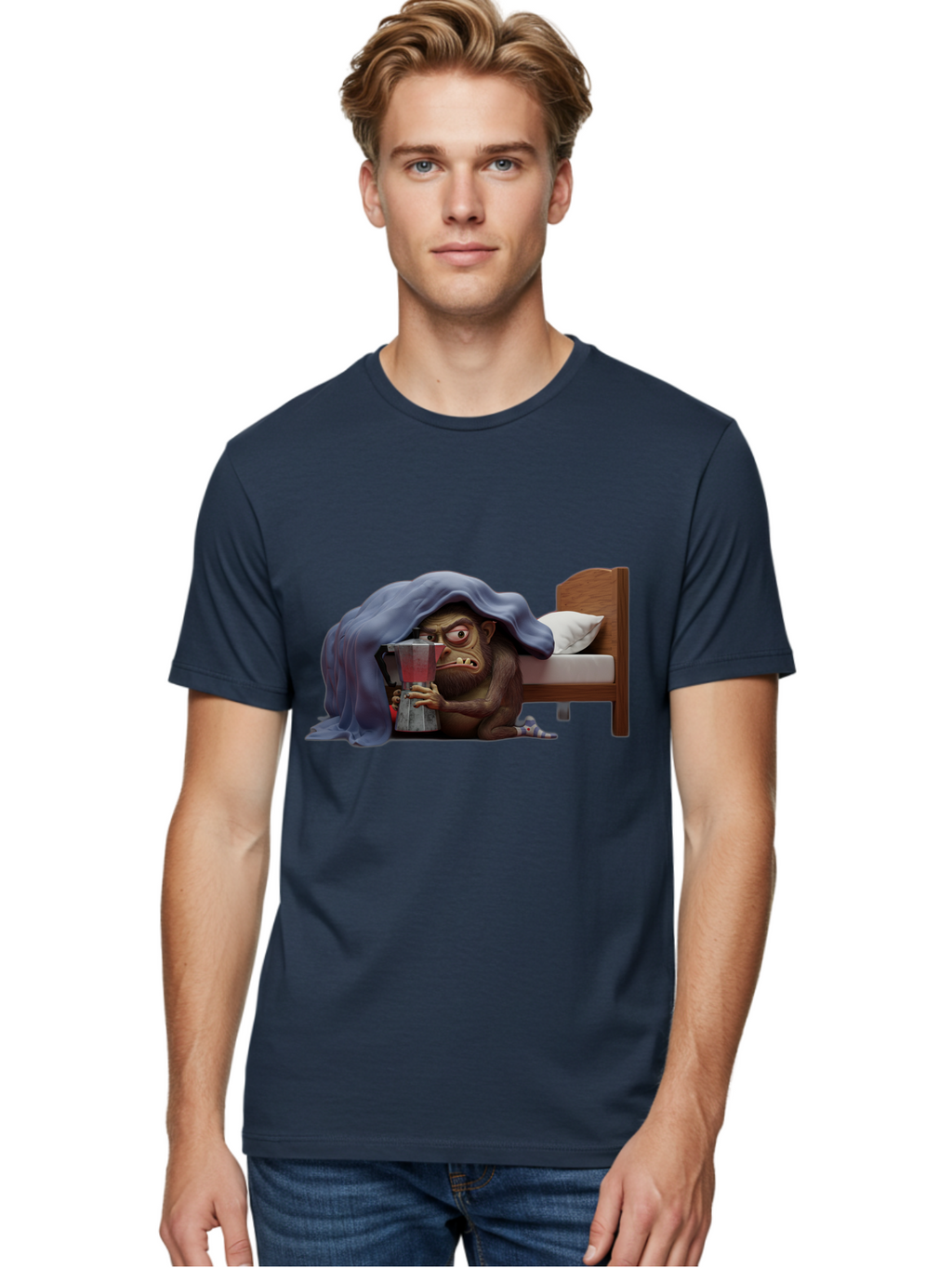 Monkey-Drinking-Coffee Men'S Graphic Tee, 100% Cotton, Comfortable Casual Summer Wear, Machine Washable, Vintage Camera, Old Camera, Antique Camera, Black Camera, Classic Photography, Photography Equipment, Nostalgic Device, Film Camera, Bam914