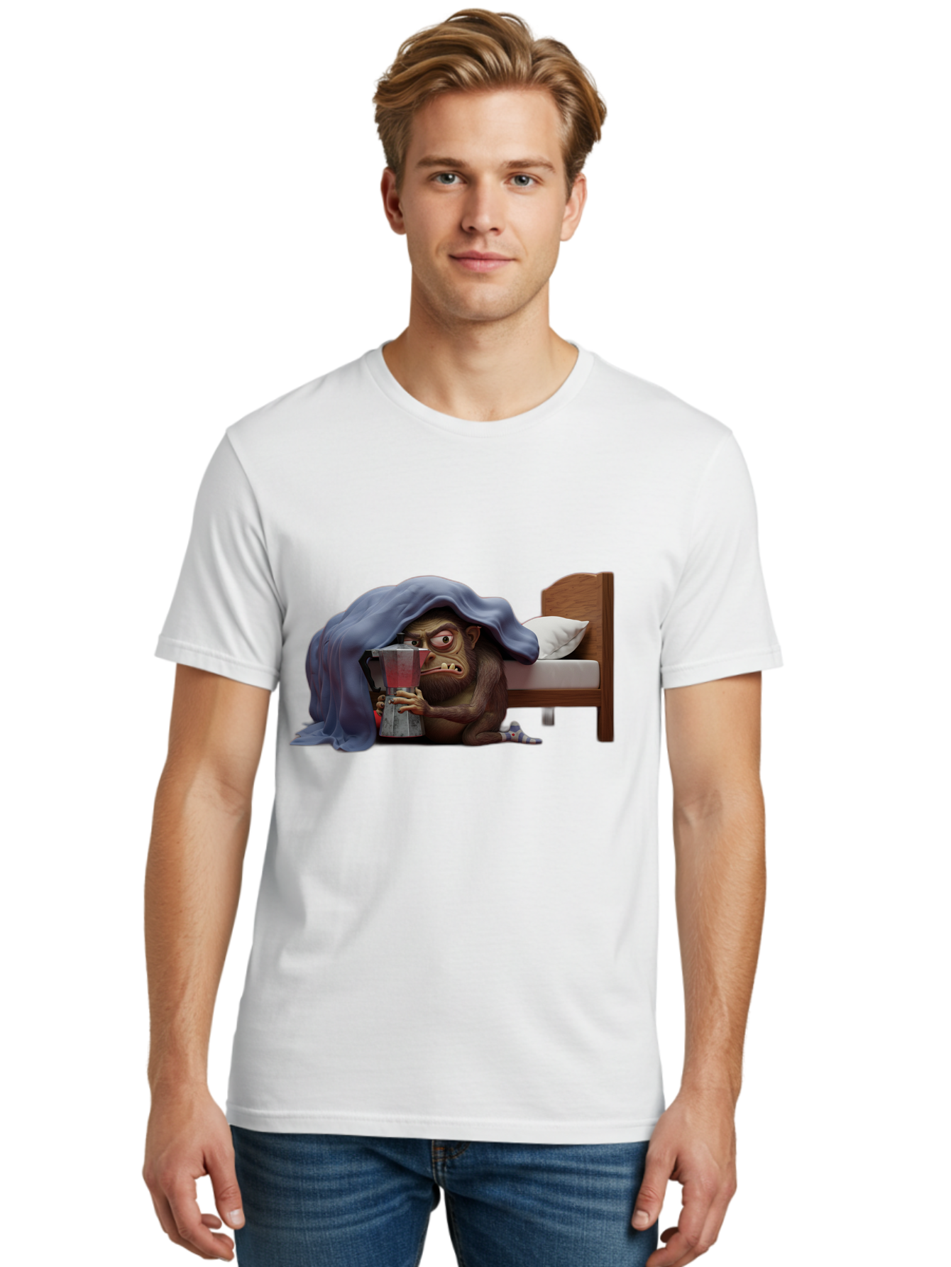 Monkey-Drinking-Coffee Men'S Graphic Tee, 100% Cotton, Comfortable Casual Summer Wear, Machine Washable, Vintage Camera, Old Camera, Antique Camera, Black Camera, Classic Photography, Photography Equipment, Nostalgic Device, Film Camera, Bam914