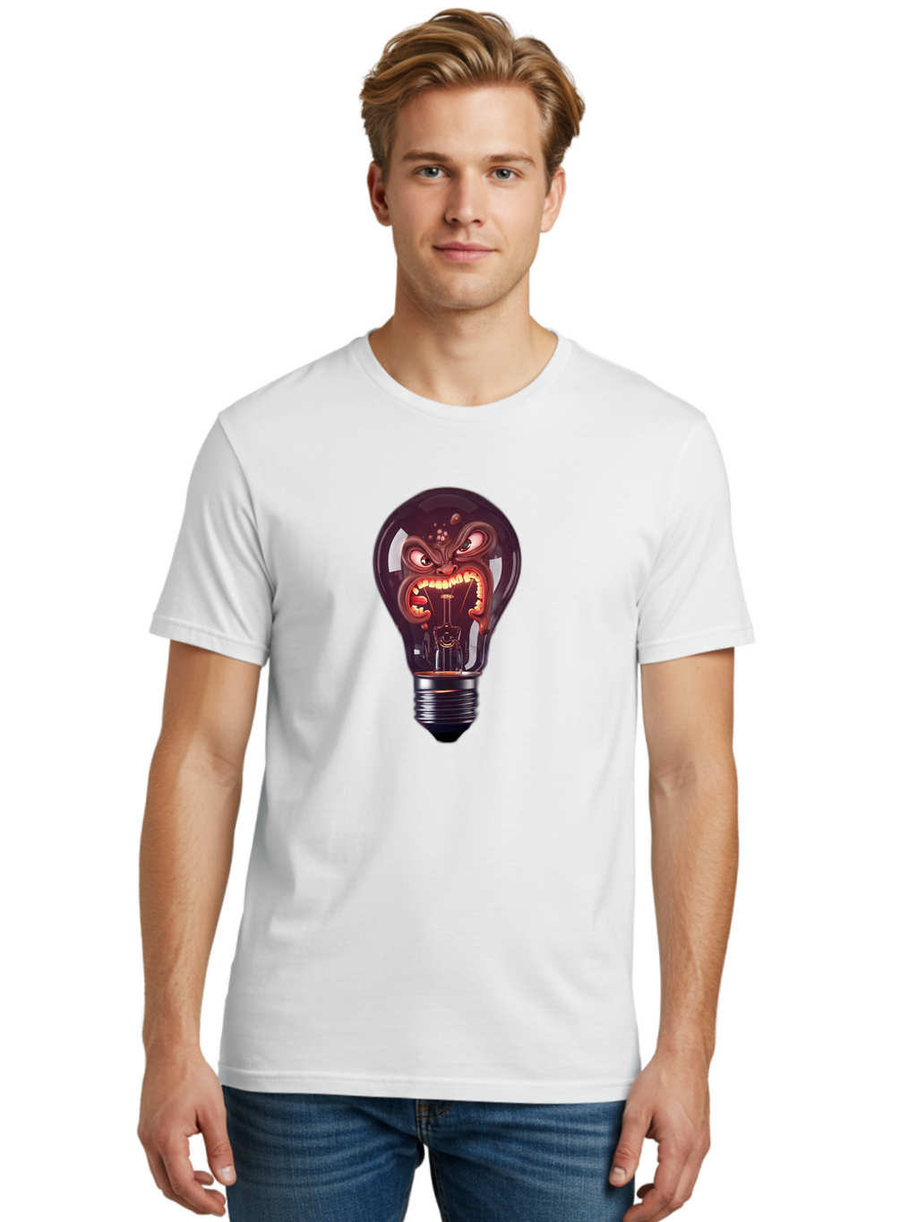 Monster-Light-Bulb Men'S Graphic Tee, 100% Cotton, Comfortable Casual Summer Wear, Machine Washable, Vintage Camera, Old Camera, Antique Camera, Black Camera, Classic Photography, Photography Equipment, Nostalgic Device, Film Camera, Bam918