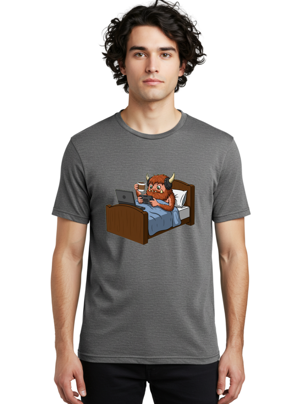 Monster-Relaxing-On-Bed Men'S Graphic Tee, 100% Cotton, Comfortable Casual Summer Wear, Machine Washable, Vintage Camera, Old Camera, Antique Camera, Black Camera, Classic Photography, Photography Equipment, Nostalgic Device, Film Camera, Bam919