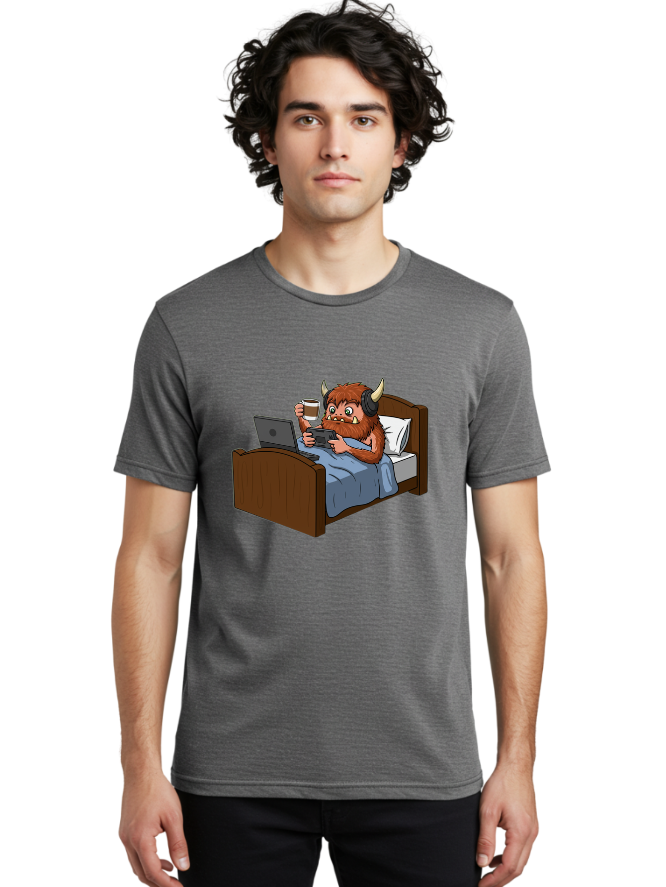 Monster-Relaxing-On-Bed Men'S Graphic Tee, 100% Cotton, Comfortable Casual Summer Wear, Machine Washable, Vintage Camera, Old Camera, Antique Camera, Black Camera, Classic Photography, Photography Equipment, Nostalgic Device, Film Camera, Bam919