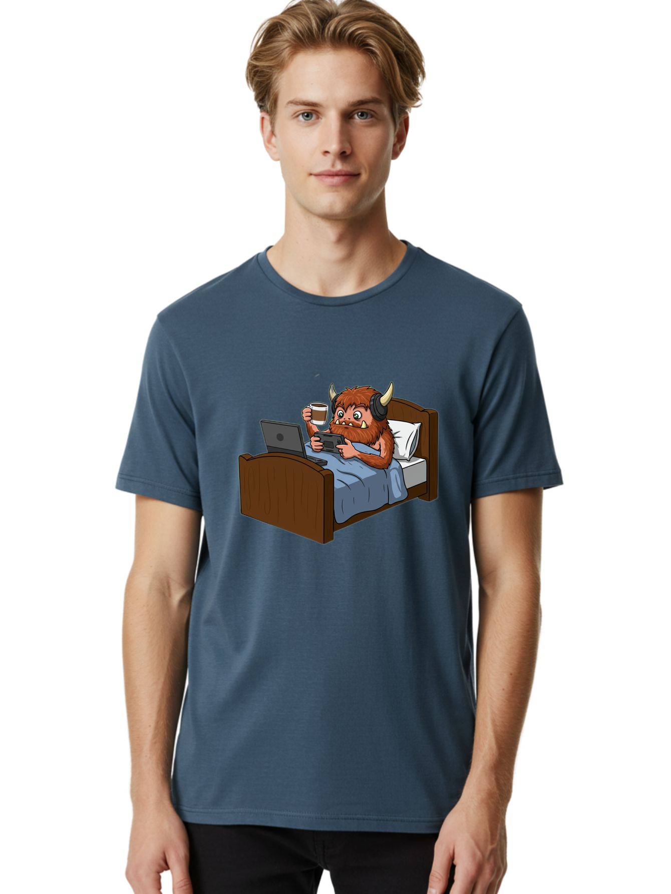 Monster-Relaxing-On-Bed Men'S Graphic Tee, 100% Cotton, Comfortable Casual Summer Wear, Machine Washable, Vintage Camera, Old Camera, Antique Camera, Black Camera, Classic Photography, Photography Equipment, Nostalgic Device, Film Camera, Bam919