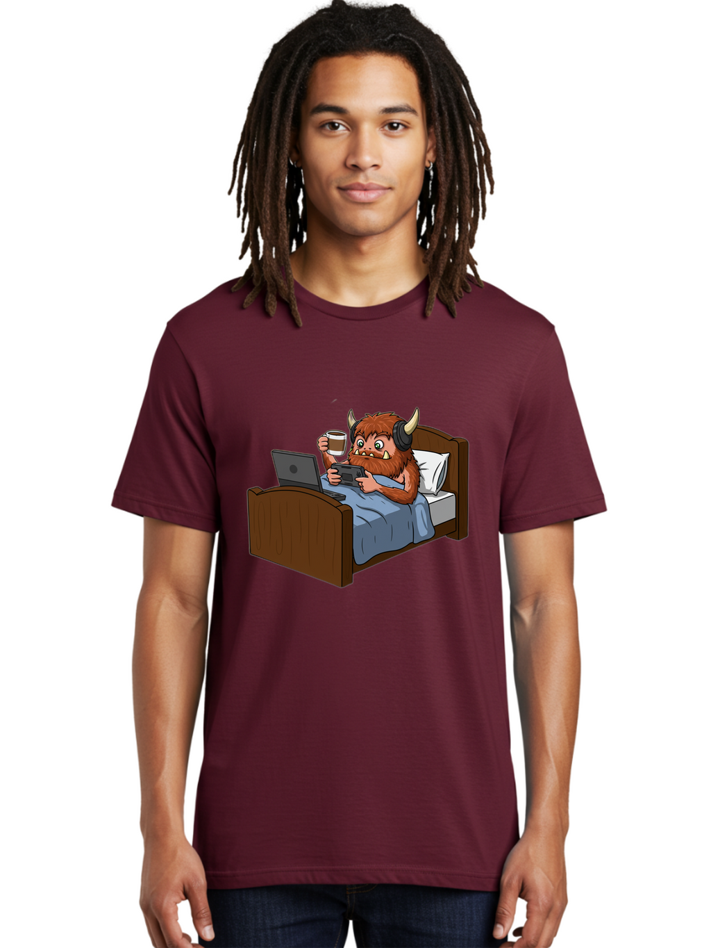 Monster-Relaxing-On-Bed Men'S Graphic Tee, 100% Cotton, Comfortable Casual Summer Wear, Machine Washable, Vintage Camera, Old Camera, Antique Camera, Black Camera, Classic Photography, Photography Equipment, Nostalgic Device, Film Camera, Bam919