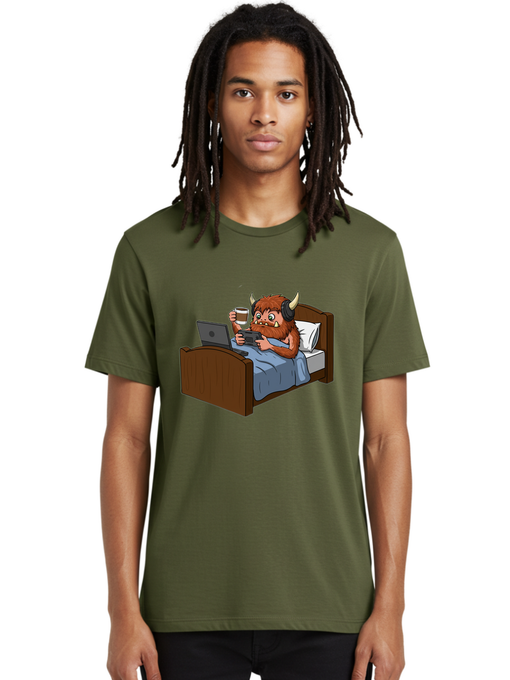 Monster-Relaxing-On-Bed Men'S Graphic Tee, 100% Cotton, Comfortable Casual Summer Wear, Machine Washable, Vintage Camera, Old Camera, Antique Camera, Black Camera, Classic Photography, Photography Equipment, Nostalgic Device, Film Camera, Bam919