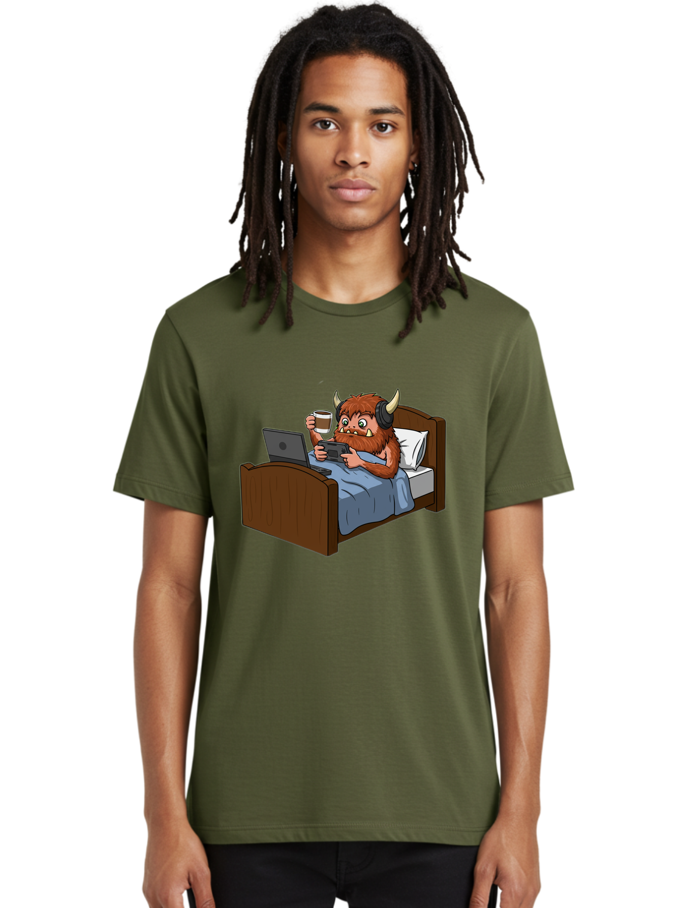 Monster-Relaxing-On-Bed Men'S Graphic Tee, 100% Cotton, Comfortable Casual Summer Wear, Machine Washable, Vintage Camera, Old Camera, Antique Camera, Black Camera, Classic Photography, Photography Equipment, Nostalgic Device, Film Camera, Bam919