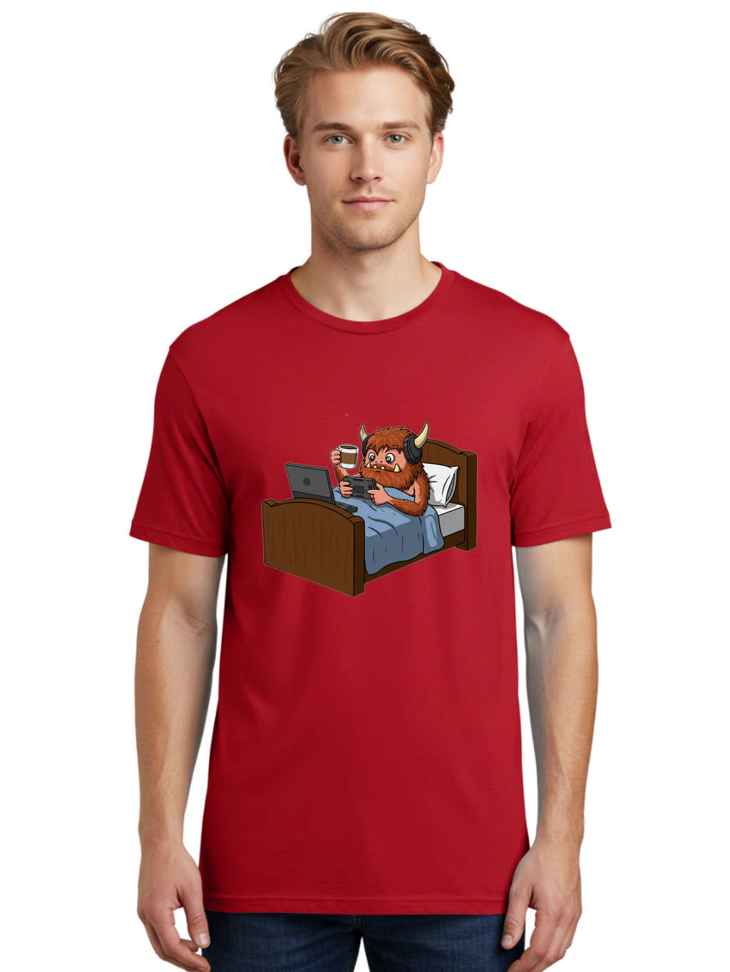 Monster-Relaxing-On-Bed Men'S Graphic Tee, 100% Cotton, Comfortable Casual Summer Wear, Machine Washable, Vintage Camera, Old Camera, Antique Camera, Black Camera, Classic Photography, Photography Equipment, Nostalgic Device, Film Camera, Bam919