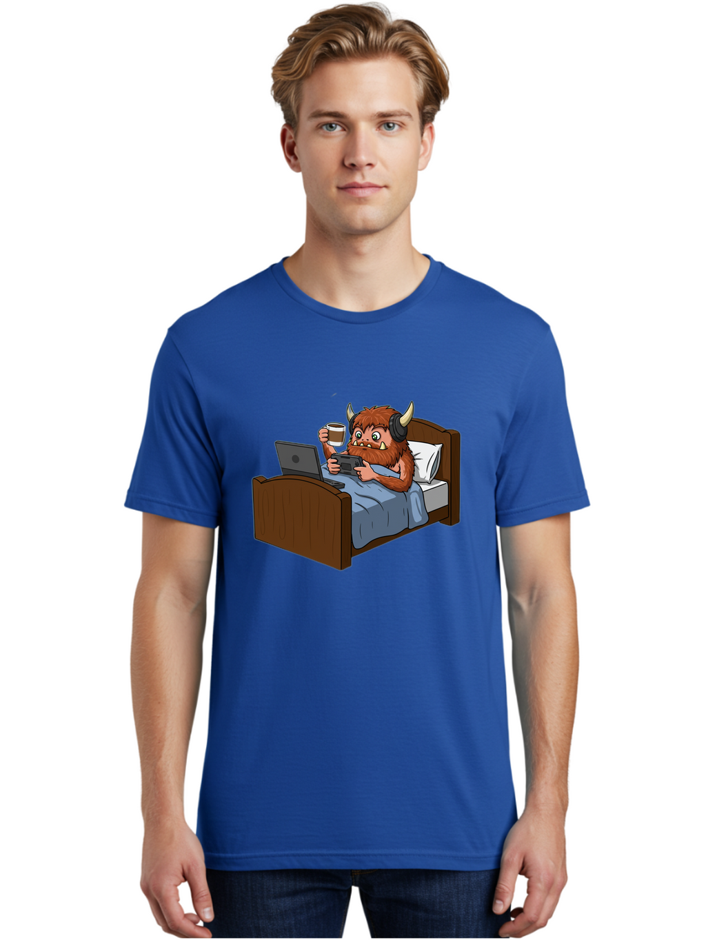 Monster-Relaxing-On-Bed Men'S Graphic Tee, 100% Cotton, Comfortable Casual Summer Wear, Machine Washable, Vintage Camera, Old Camera, Antique Camera, Black Camera, Classic Photography, Photography Equipment, Nostalgic Device, Film Camera, Bam919
