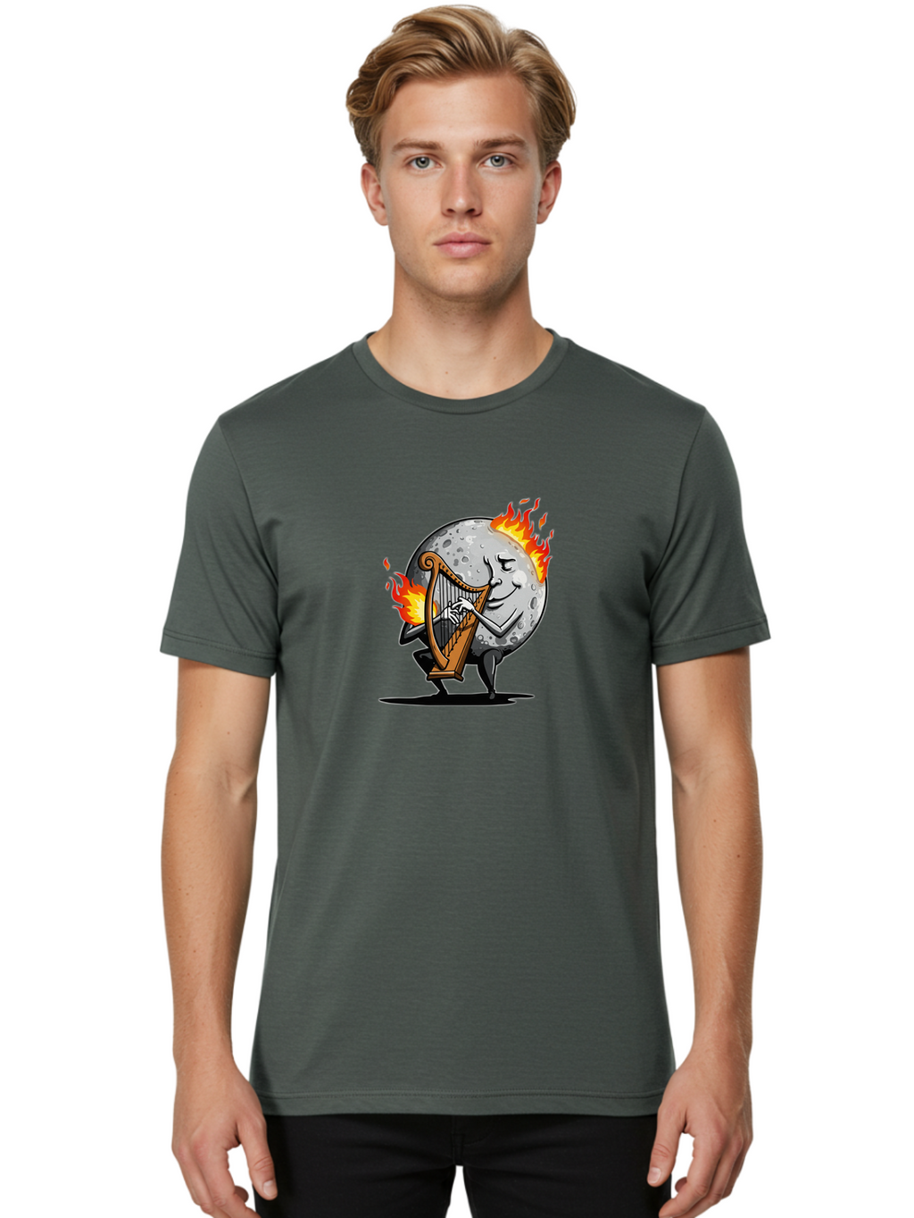 Moon-Playing-Harp Men'S Graphic Tee, 100% Cotton, Comfortable Casual Summer Wear, Machine Washable, Vintage Camera, Old Camera, Antique Camera, Black Camera, Classic Photography, Photography Equipment, Nostalgic Device, Film Camera, Camera Art Bam922