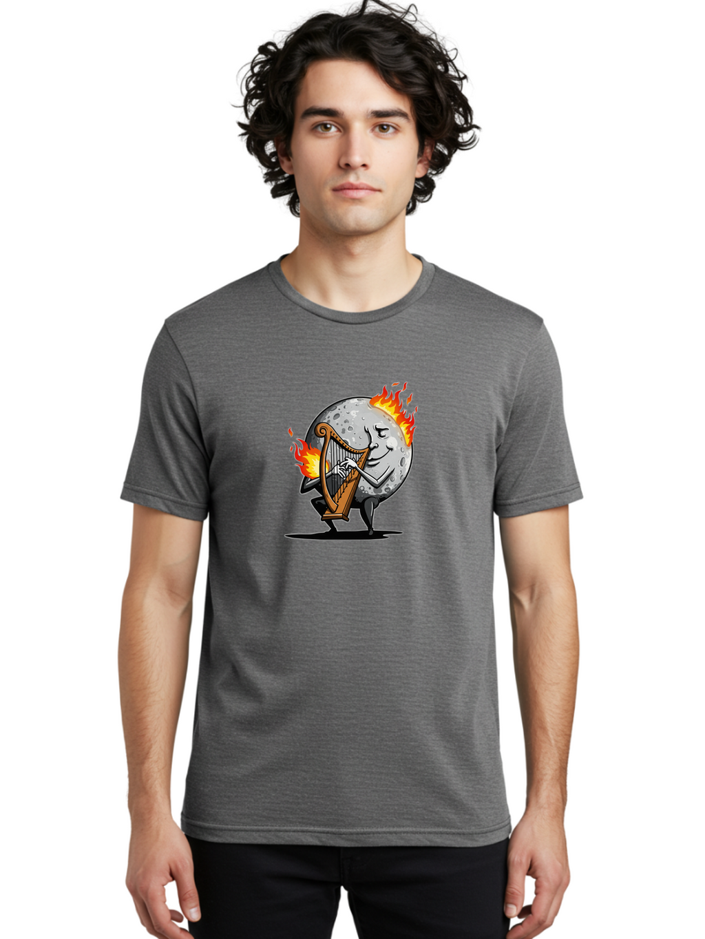 Moon-Playing-Harp Men'S Graphic Tee, 100% Cotton, Comfortable Casual Summer Wear, Machine Washable, Vintage Camera, Old Camera, Antique Camera, Black Camera, Classic Photography, Photography Equipment, Nostalgic Device, Film Camera, Camera Art Bam922