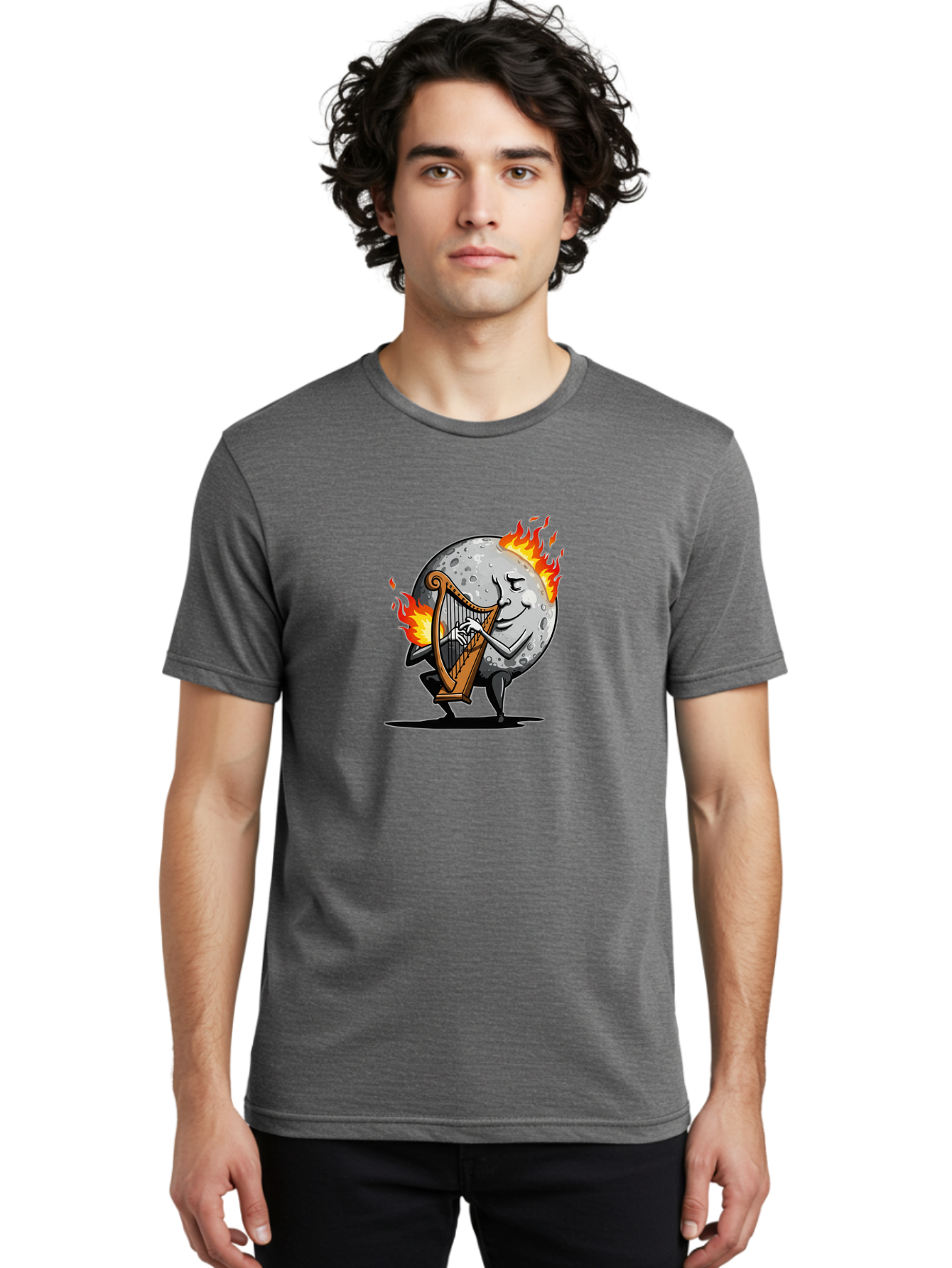 Moon-Playing-Harp Men'S Graphic Tee, 100% Cotton, Comfortable Casual Summer Wear, Machine Washable, Vintage Camera, Old Camera, Antique Camera, Black Camera, Classic Photography, Photography Equipment, Nostalgic Device, Film Camera, Camera Art Bam922